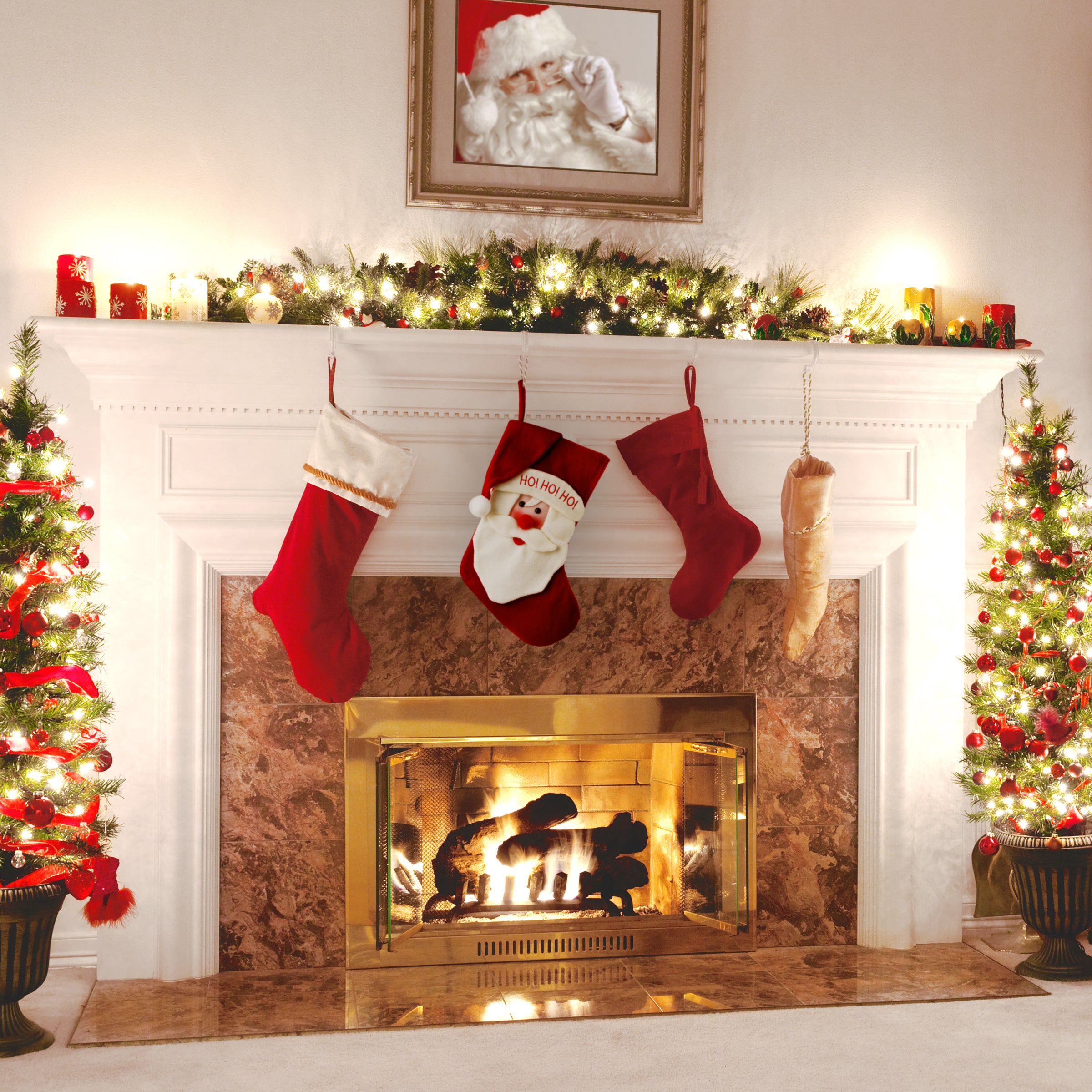 18 Inch Christmas Santa Stocking - Ho Ho Ho Holiday Decor for Fireplace, Tree & Festive Home Decorations - General Store Collection