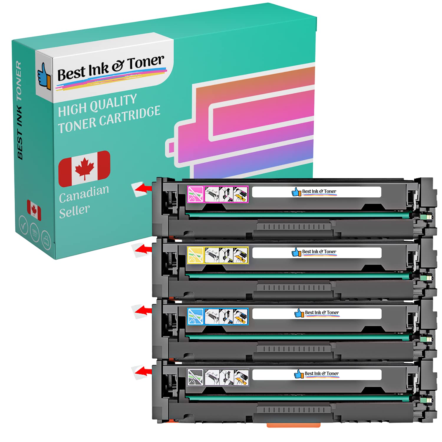 InkHouse 4-Pack Compatible Toner Cartridges for HP CB540/CB541/CB542/CB543 (125A) - Replacement for HP Color LaserJet CM1312NFI, CP1210, CP1215, CP1510, CP1515N, CP1518NI Printers - Perfect for Home & Office Printing Needs