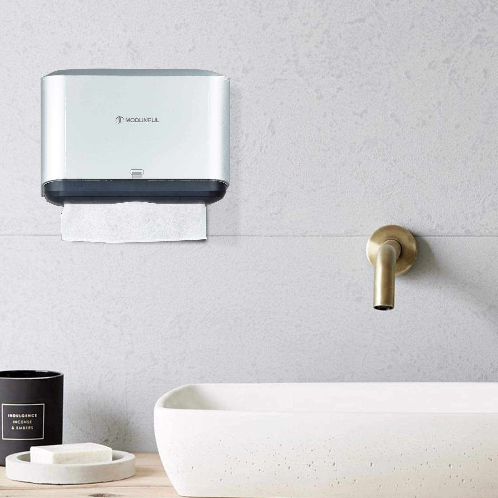 Premium Paper Towel Dispenser for Bathroom & Kitchen - Wall Mount, No-Hole Installation, Fits Multifold/Trifold/C-Fold Towels - Ideal for Homes, Offices & Restaurants
