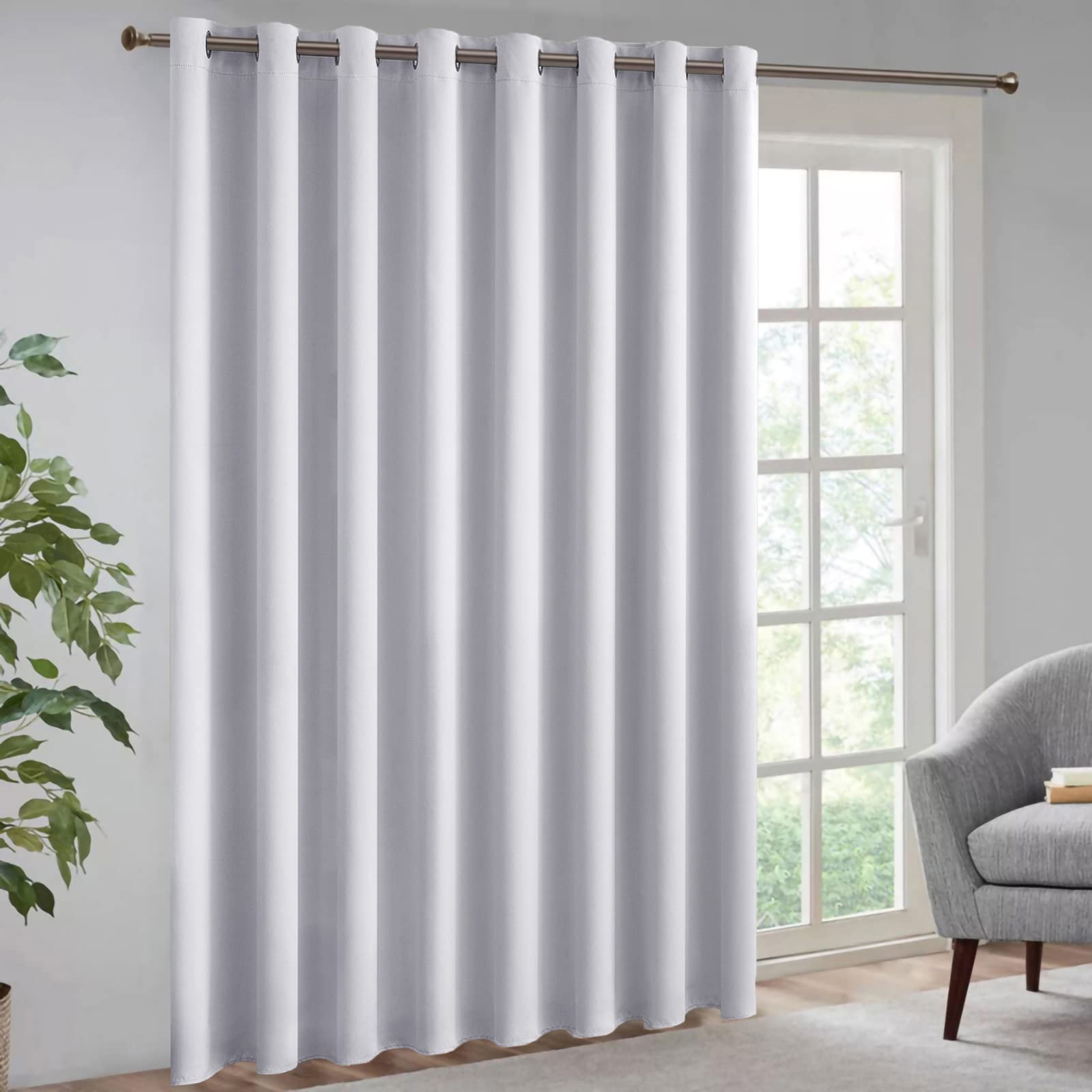 MIULEE Blackout Curtains 100x96 Inch - Greyish White Room Darkening Drapes for Living Room, Bedroom & Patio | Grommet Top Window Treatment for Sliding Doors, Wide Windows & Room Dividers | Noise Reducing & Thermal Insulating for Better Sleep & Privacy