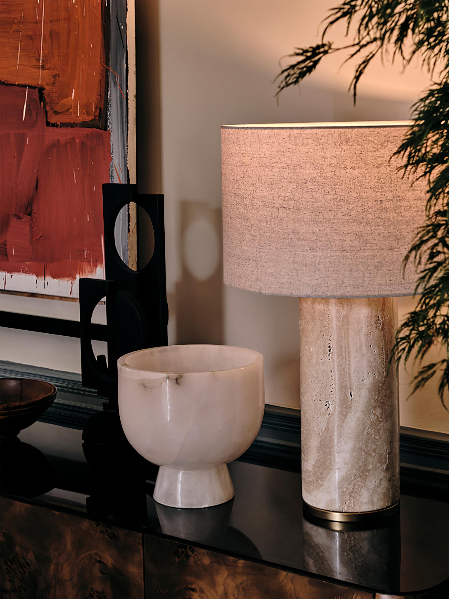 Aria Stone Table Lamp - Modern Bedside & Living Room Lighting for Home Decor | Dimmable LED Nightstand Lamp for Bedroom, Office, or Study
