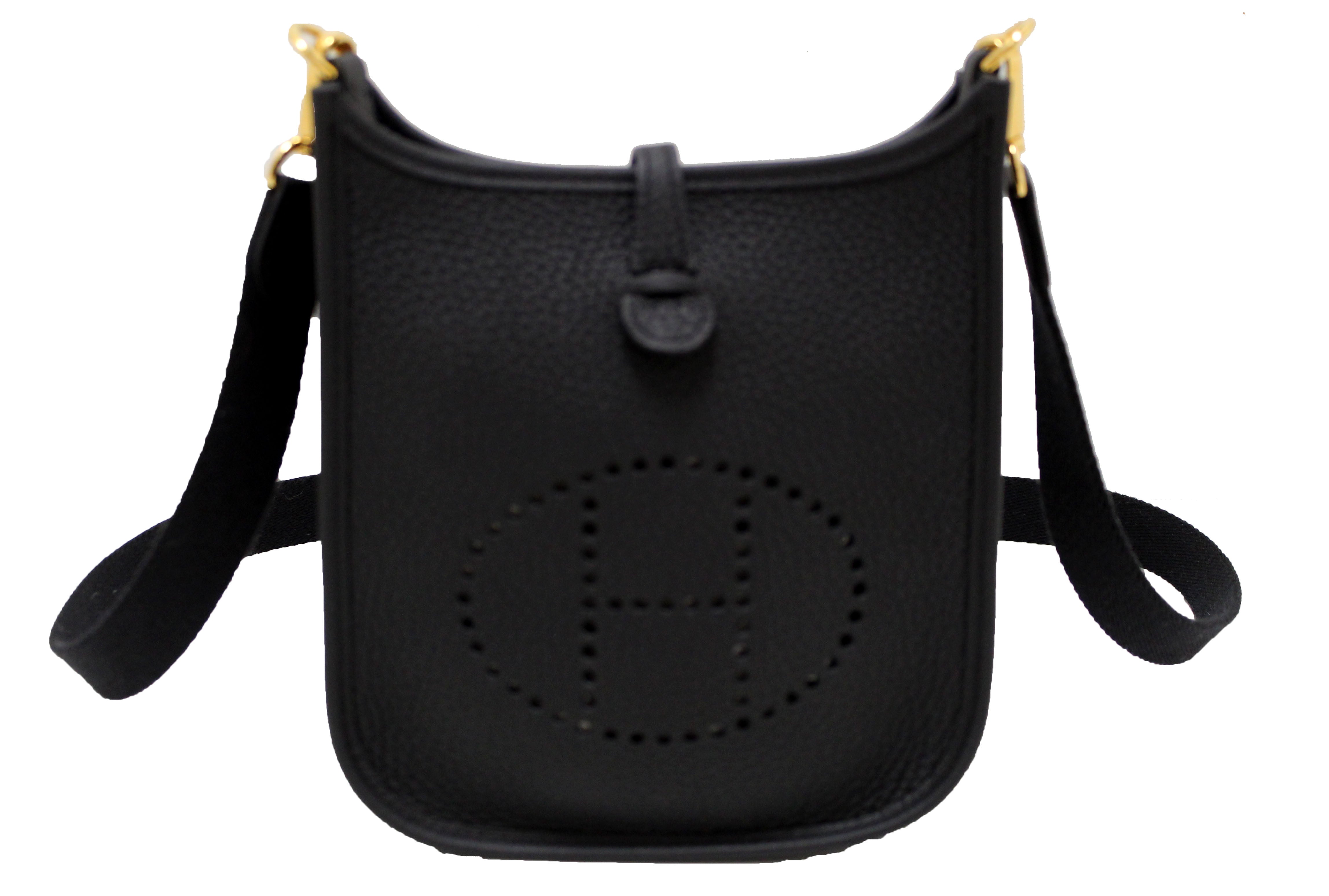 Authentic Hermes Black Clemence Leather Evelyne 16 Amazone Crossbody Bag - Luxury Everyday Purse for Women, Perfect for Work, Travel & Date Nights