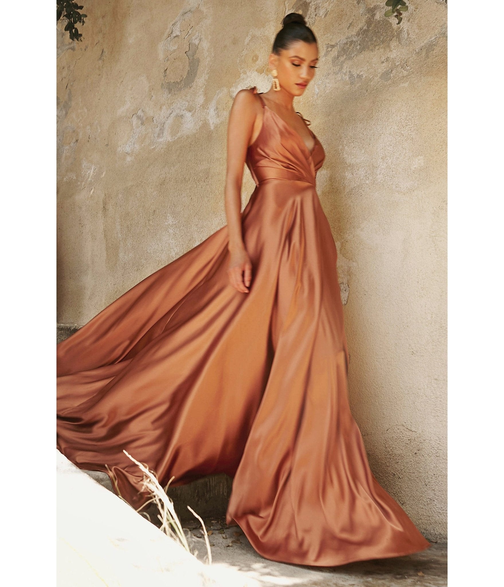 Ladivine by Cinderella Divine Sienna Flowy Satin A-Line Bridesmaid Dress - Elegant Formal Gown for Weddings, Prom & Special Occasions