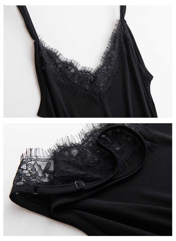 SilRiver Women's Silk Camisole - Deep V-Neck Lace Trim Tank Top - Soft Breathable Undershirt for Layering, Sleepwear & Summer Outfits