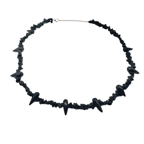 Natural Black Onyx Pain Necklace - Handmade Anime Choker Jewelry for Cosplay | 24 Inch Adjustable Gothic Necklace Gift for Men & Women | Perfect for Halloween, Comic Con & Gothic Fashion