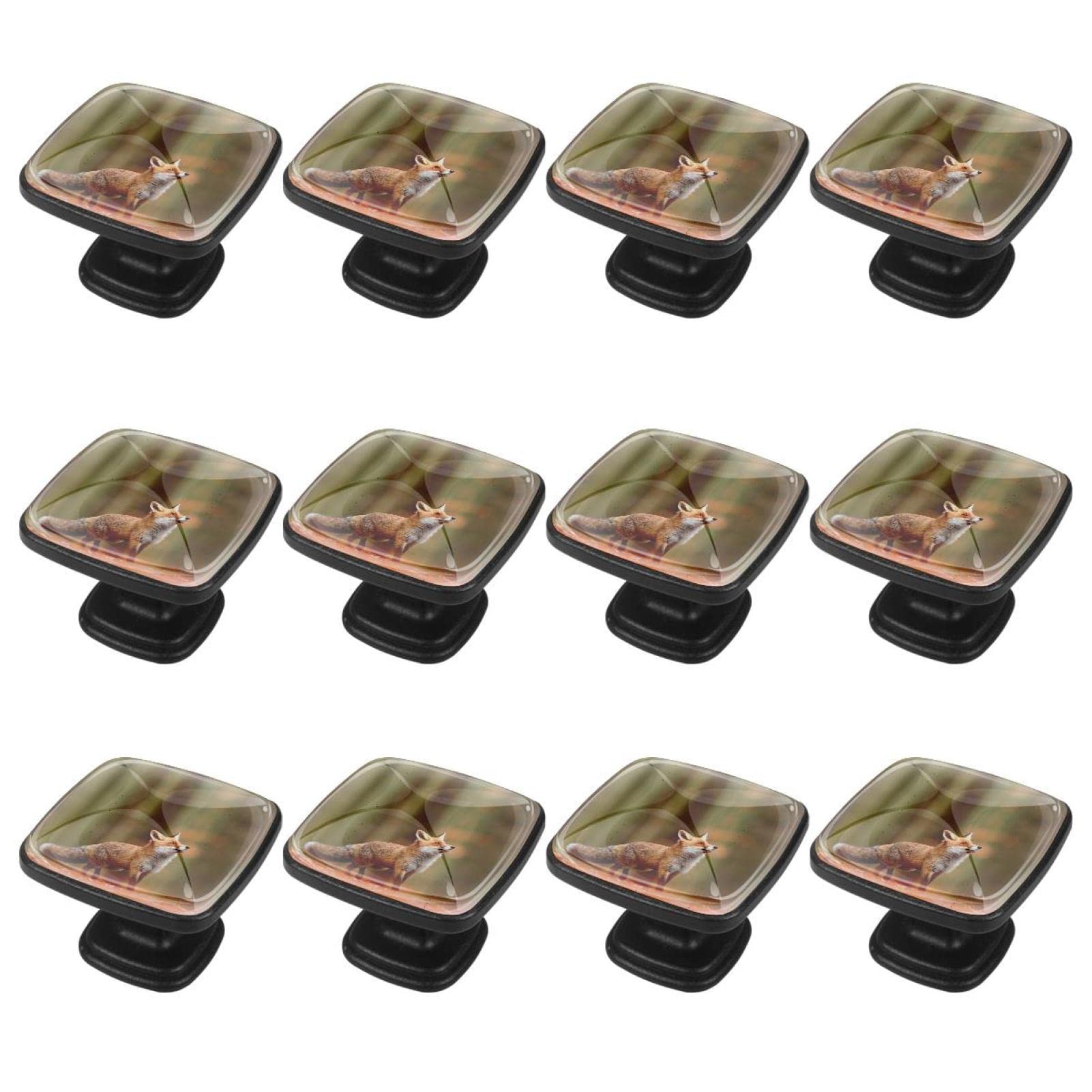 12Pcs Fall Forest Vulpes Cabinet Handles & Drawer Knobs - Elegant Dresser Hardware for Bedroom, Kitchen & Bathroom Storage Furniture