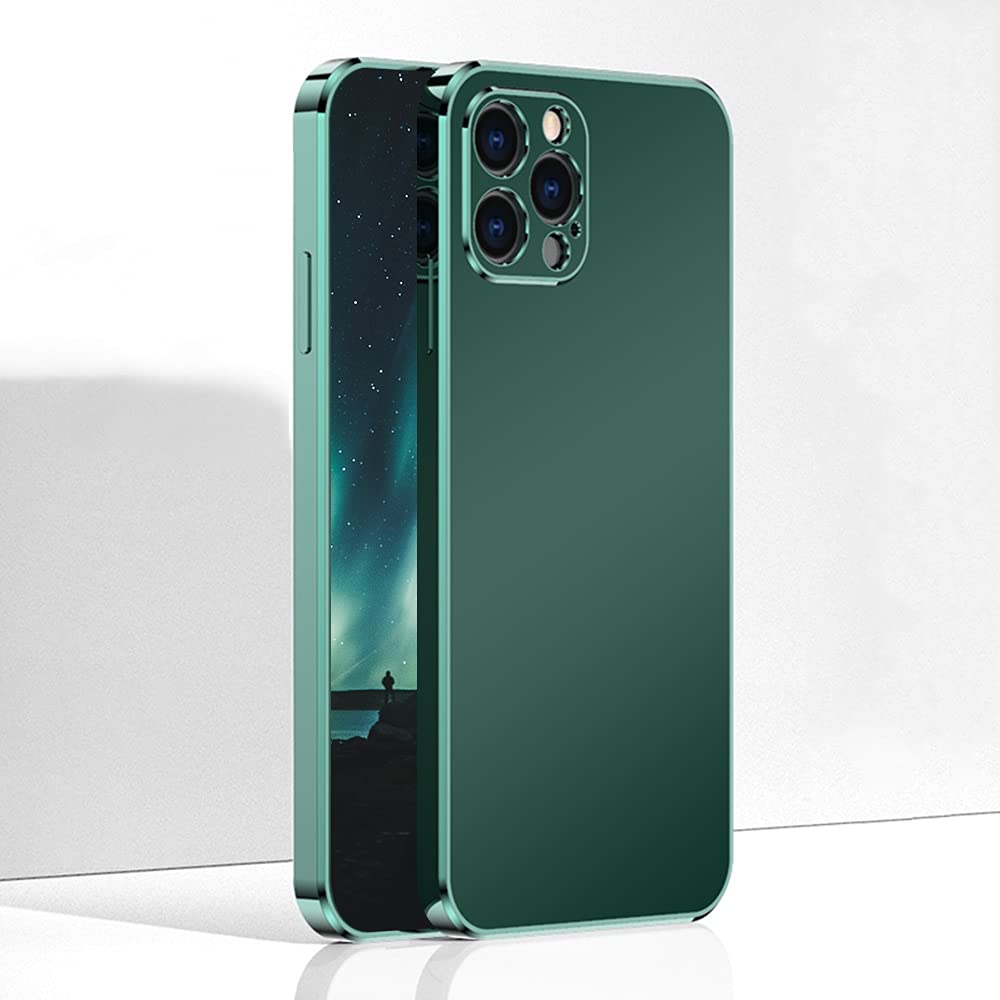 Shockproof iPhone 13 Pro Case (6.1 Inch) - Slim Matte Protective Cover with Glitter Plating Edge, Anti-Fingerprint & Soft TPU for Women | Perfect for Everyday Use, Work & Travel (Green, 2021 Model)