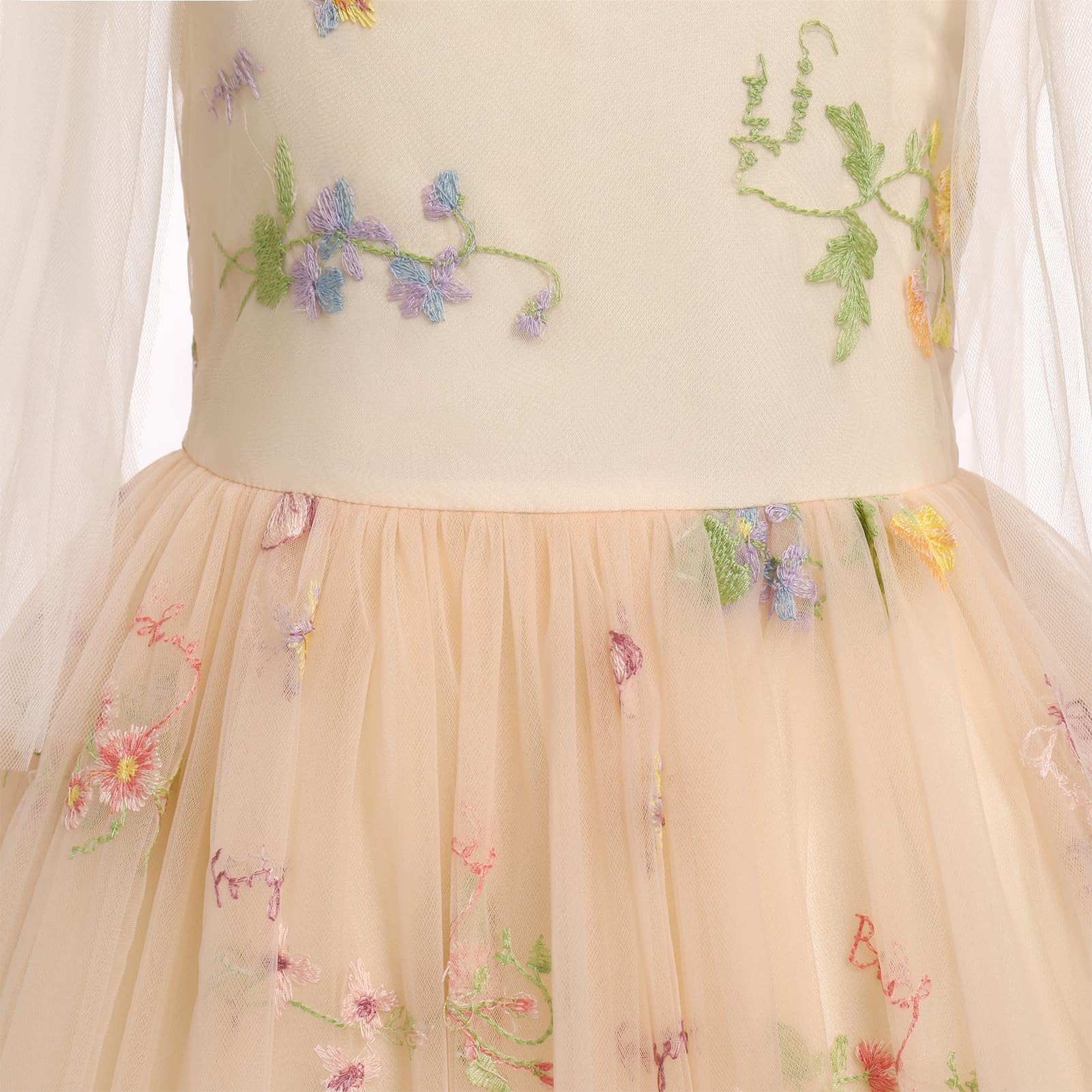 OBEEII Toddler Flower Girl Dress - Floral Embroidered Tulle Tutu with Spaghetti Straps - Princess Birthday Party Dress for Girls - Perfect for Weddings, Baptisms & Special Occasions