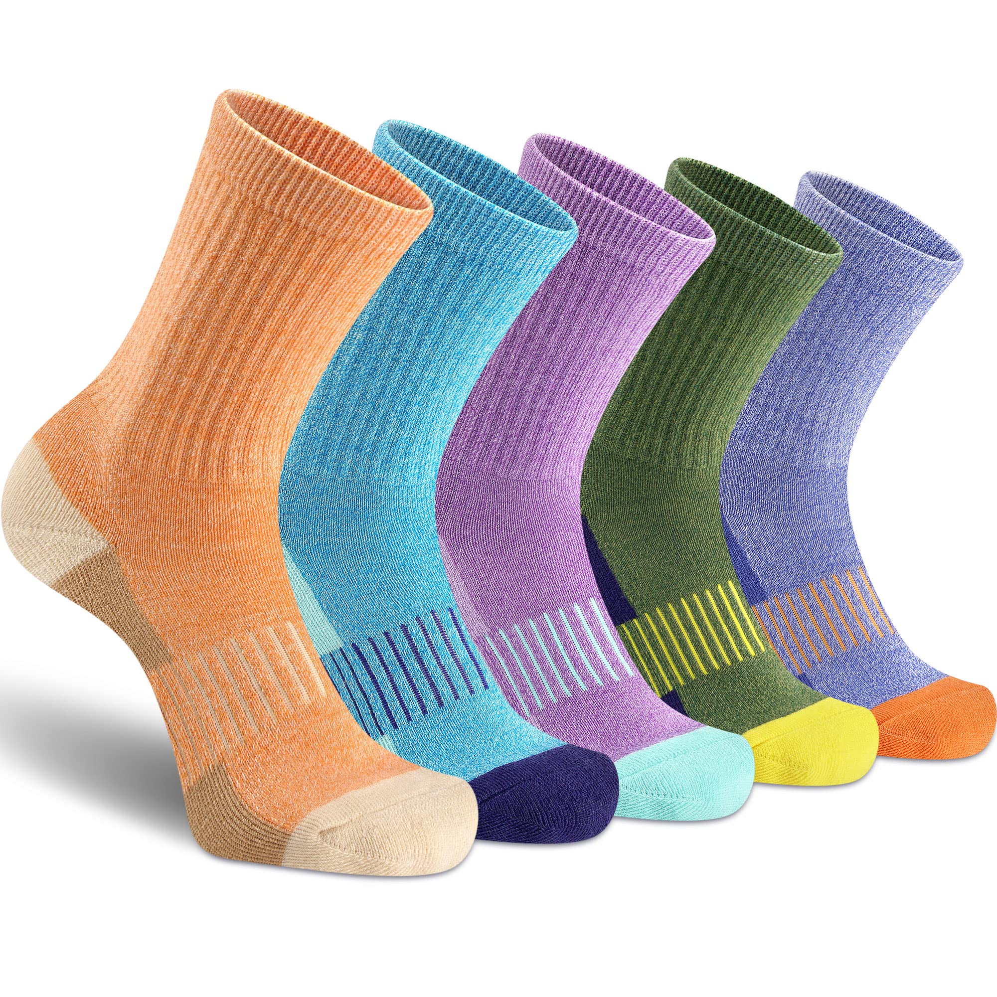 Gonii Women's Thick Cushioned Hiking & Running Athletic Crew Socks - 5 Pairs Pack for Outdoor Sports, Gym Workouts and Daily Comfort
