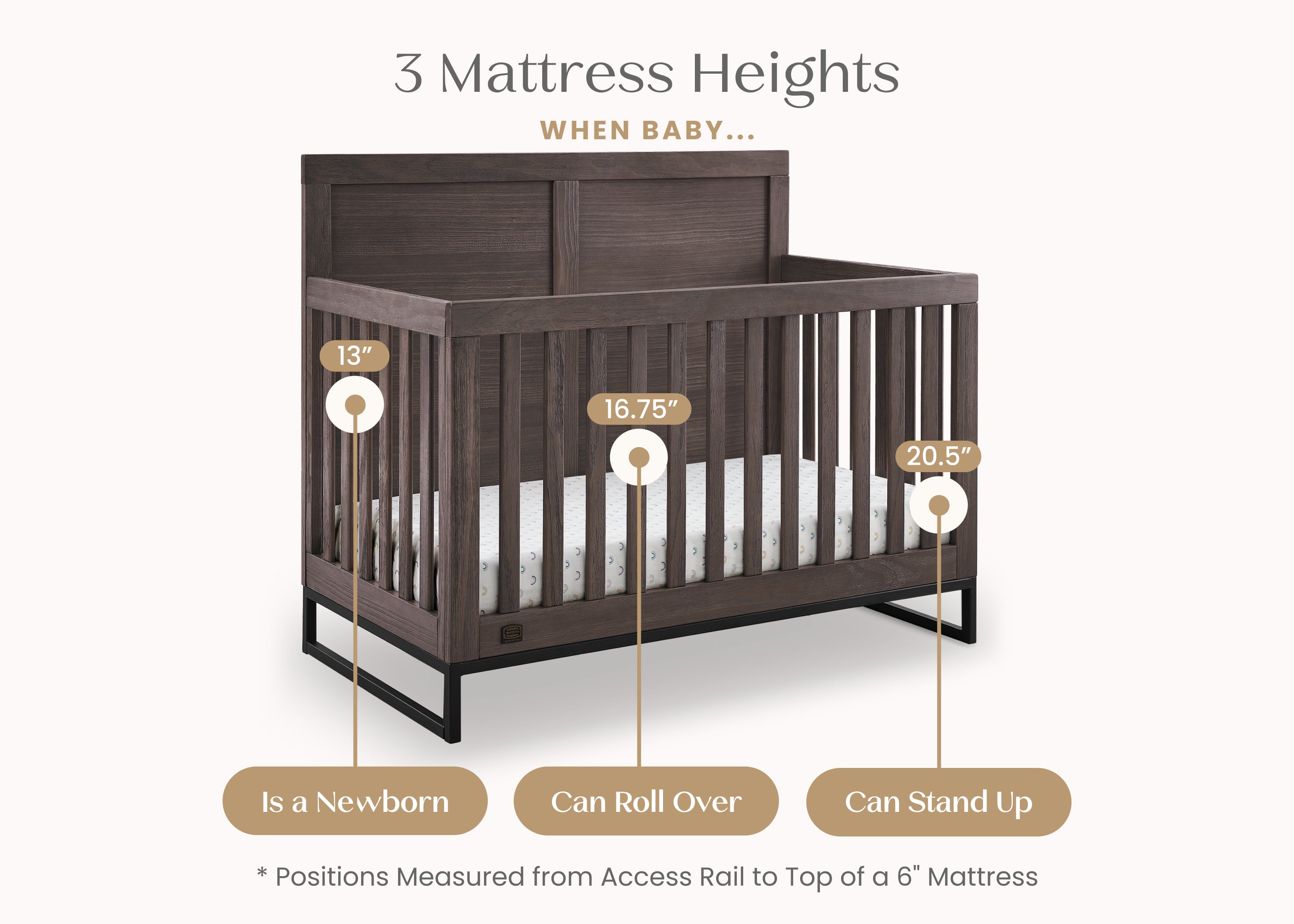 Foundry 6-in-1 Convertible Baby Crib - Toddler Bed, Daybed & Full Size Bed | Nursery Furniture for Boys & Girls | Perfect for Newborn to Teen Years