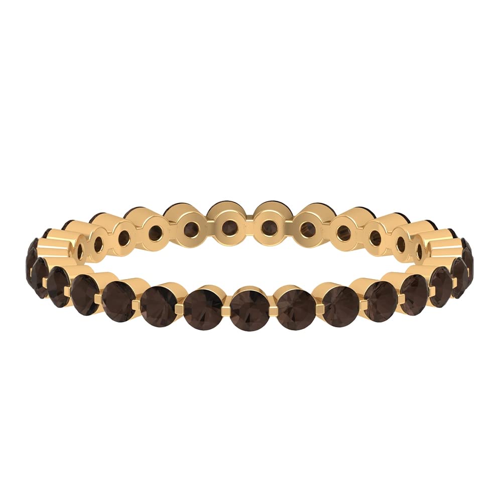 1 CT Smoky Quartz Full Eternity Ring - 14K Solid Gold Floating June Birthstone Ring for Women, Elegant Brown Gemstone Wedding Band, Anniversary Gift, Perfect for Bridal Jewelry & Special Occasions