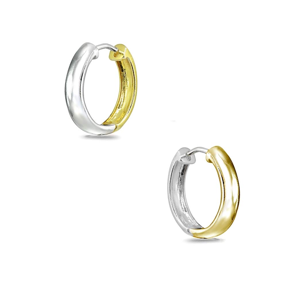Sterling Silver 16mm Oval Small Hinged Huggie Hoop Earrings for Women - Dainty Everyday Jewelry, Gift for Her, Perfect for Work & Casual Wear