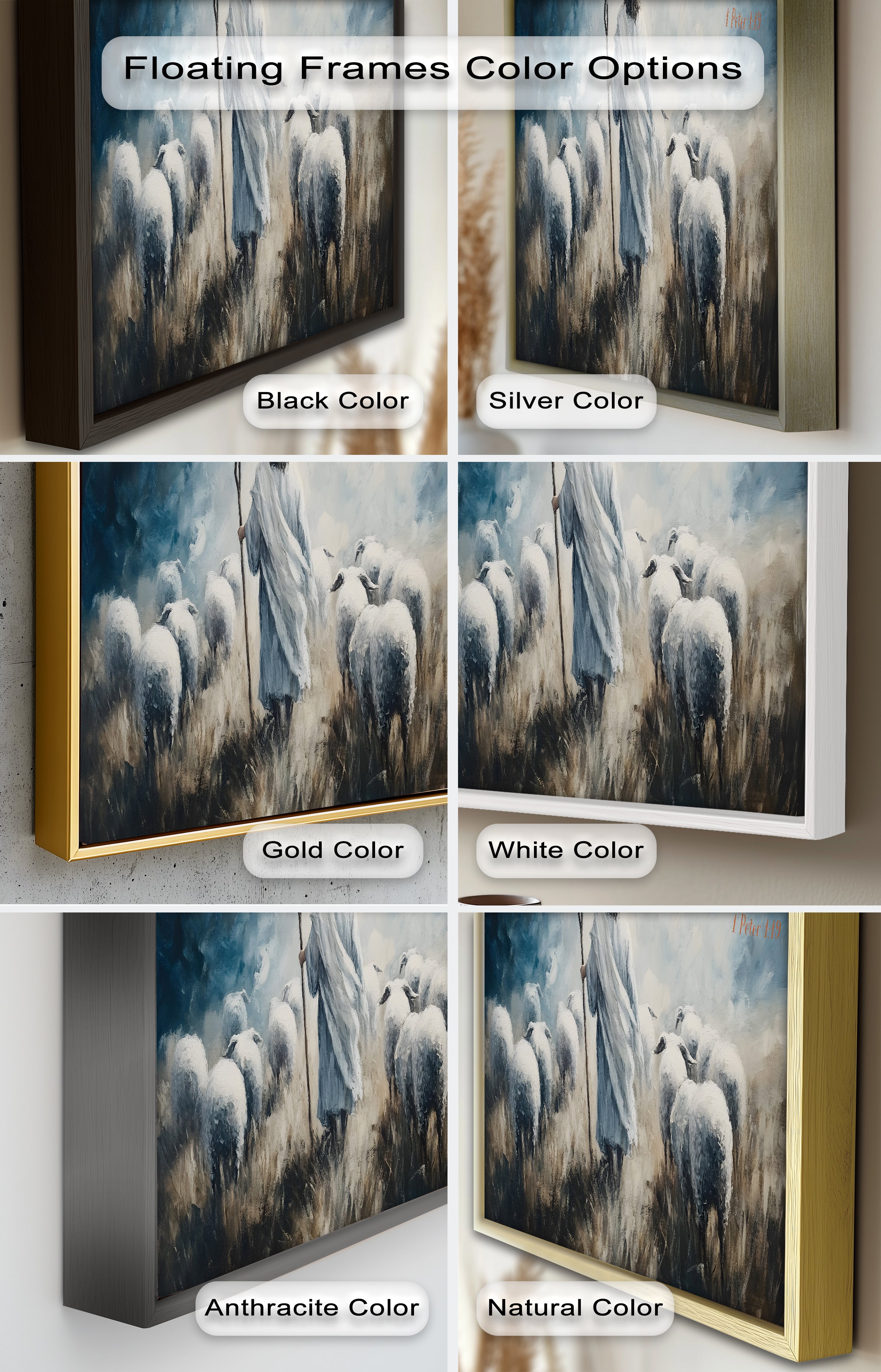 1 Peter 1:19 - The Lamb of God Bible Verse Oil Painting - Religious Wall Art for Home, Church & Office Decor