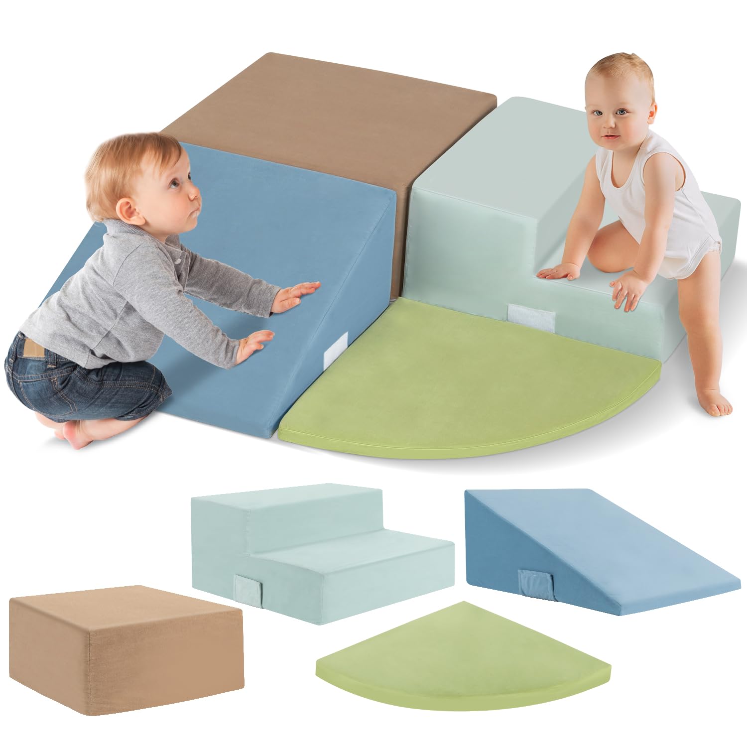 4-Piece Large Foam Climbing Blocks for Toddlers - Indoor Play Equipment with Velcro | Safe Toddler Toys for Home Playroom & Preschool Learning Activities