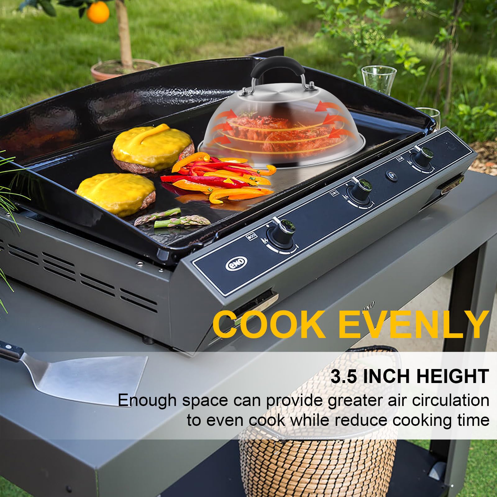 **Joyfair 9-Inch Stainless Steel Basting Cover & Cheese Melting Dome for BBQ, Grilling, Pizza, Steak – Dishwasher Safe (2-Pack) – Perfect for Outdoor Flat Top Grilling, Home Cooking & Steaming**