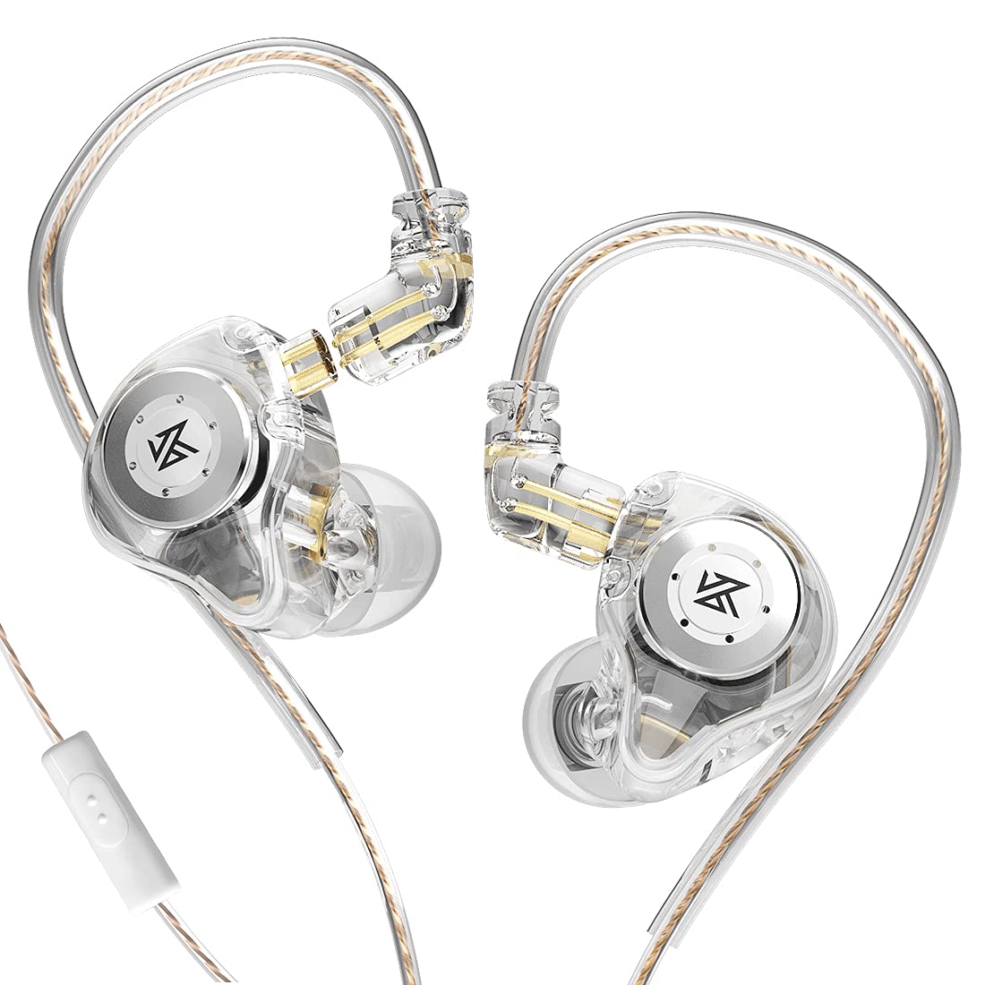 EDXPro KZ EDX HiFi Stereo In-Ear Monitors - Professional Stage & Studio IEM Wired Earphones with Detachable 2Pin Cable, Noise Isolating Design for Musicians & Audiophiles (Transparent with Mic) - Perfect for Live Performances, Studio Recording & Gaming
