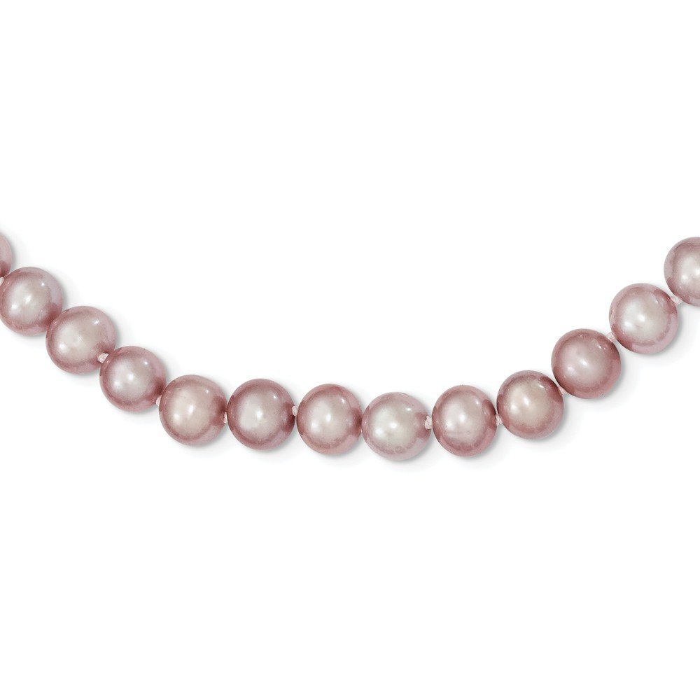 Sterling Silver 7-8mm Purple FWC Simulated Pearl Necklace Chain for Women - Elegant Jewelry Gift for Birthday, Anniversary & Special Occasions
