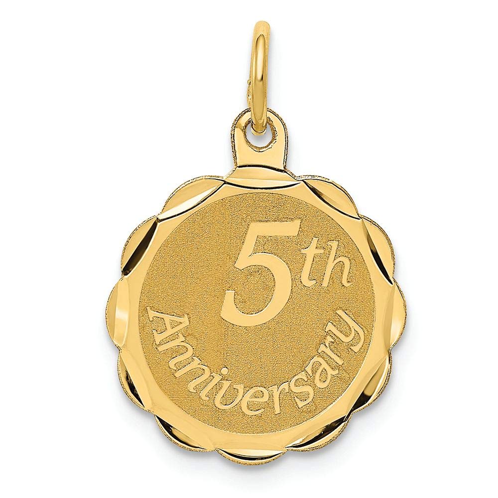 FJC Finejewelers 14k Yellow Gold Happy 5th Anniversary Charm Pendant - Elegant Jewelry Gift for Wife, Anniversary Celebration, Couples, Romantic Occasions