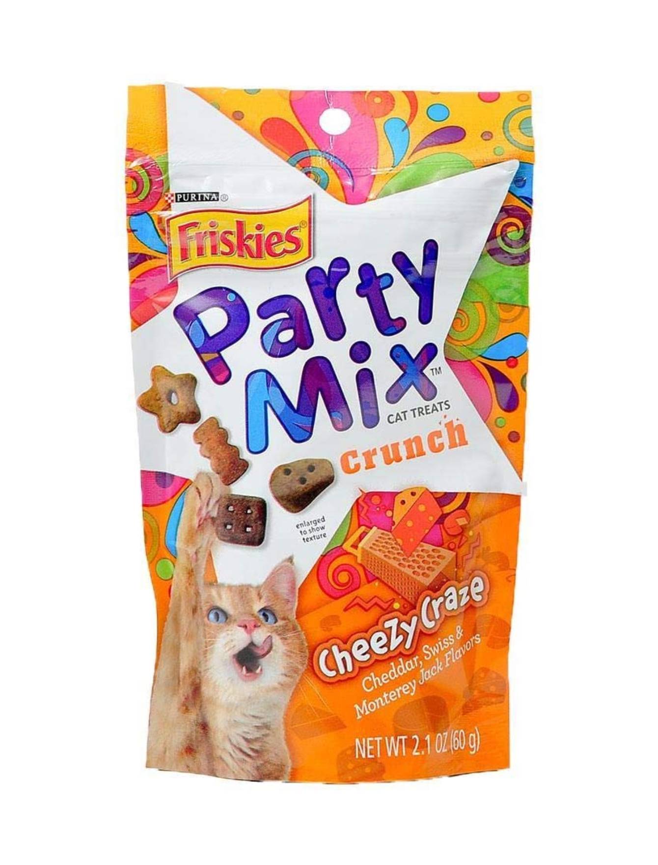 Friskies Party Mix Cheezy Craze Crunch Cat Treats 60g - Irresistible Cheese Flavor Cat Snacks for Training & Rewards - Perfect for Playtime, Bonding & Special Occasions