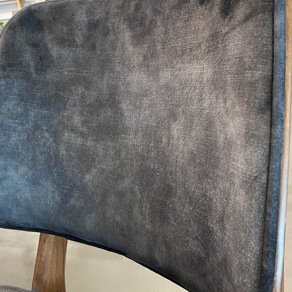 HEATH Modern Dining Chair - Walnut & Charcoal Fabric Upholstered - Perfect for Kitchen, Dining Room and Home Office Seating