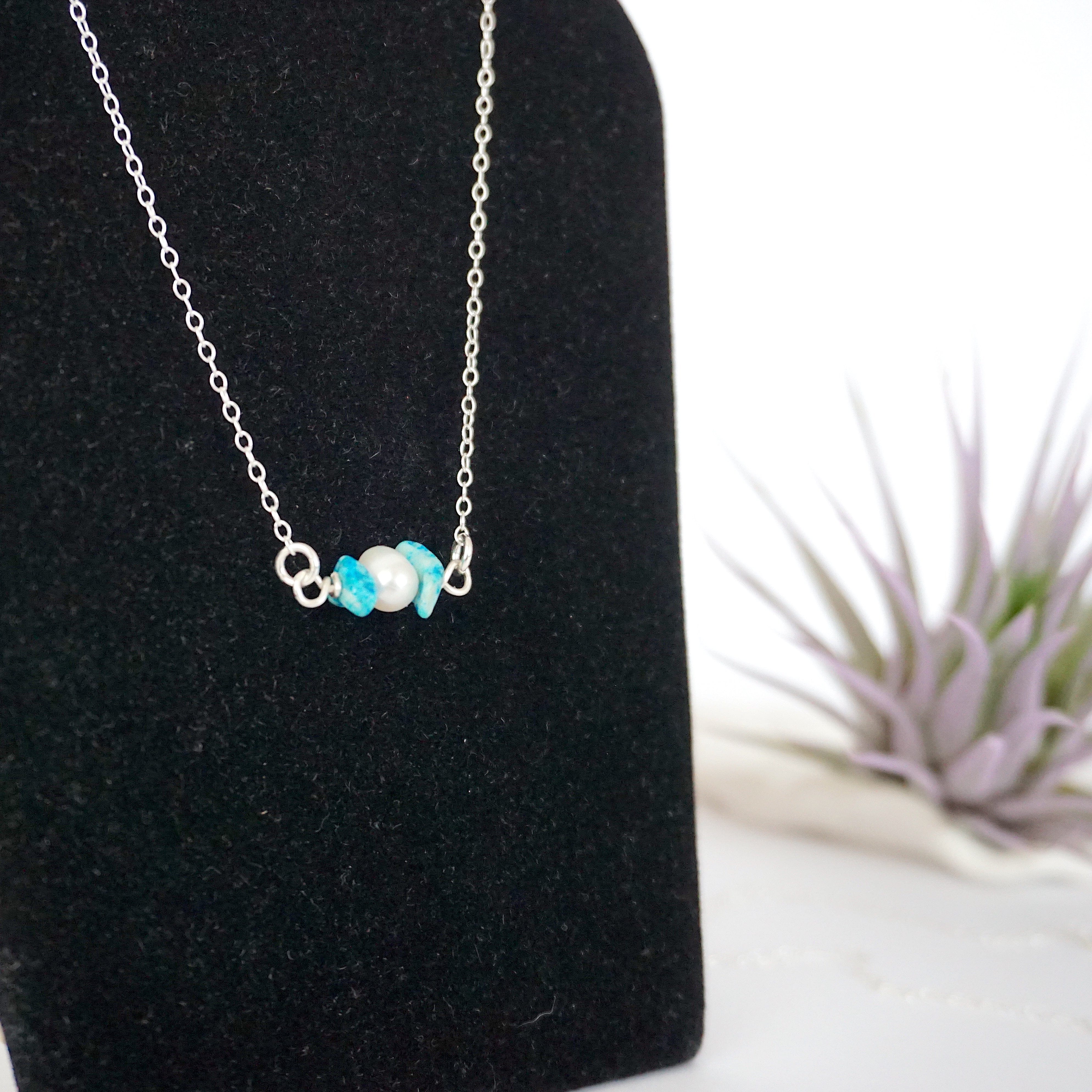 Elegant Turquoise & Pearl Charm Necklace for Women – Perfect for Weddings, Parties & Everyday Wear