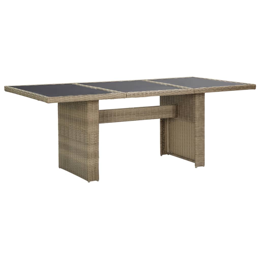 Brown 78.7x39.4x29.1 Outdoor Patio Dining Table with Glass Top & Poly Rattan Frame - Perfect for Backyard, Garden, and Outdoor Entertaining