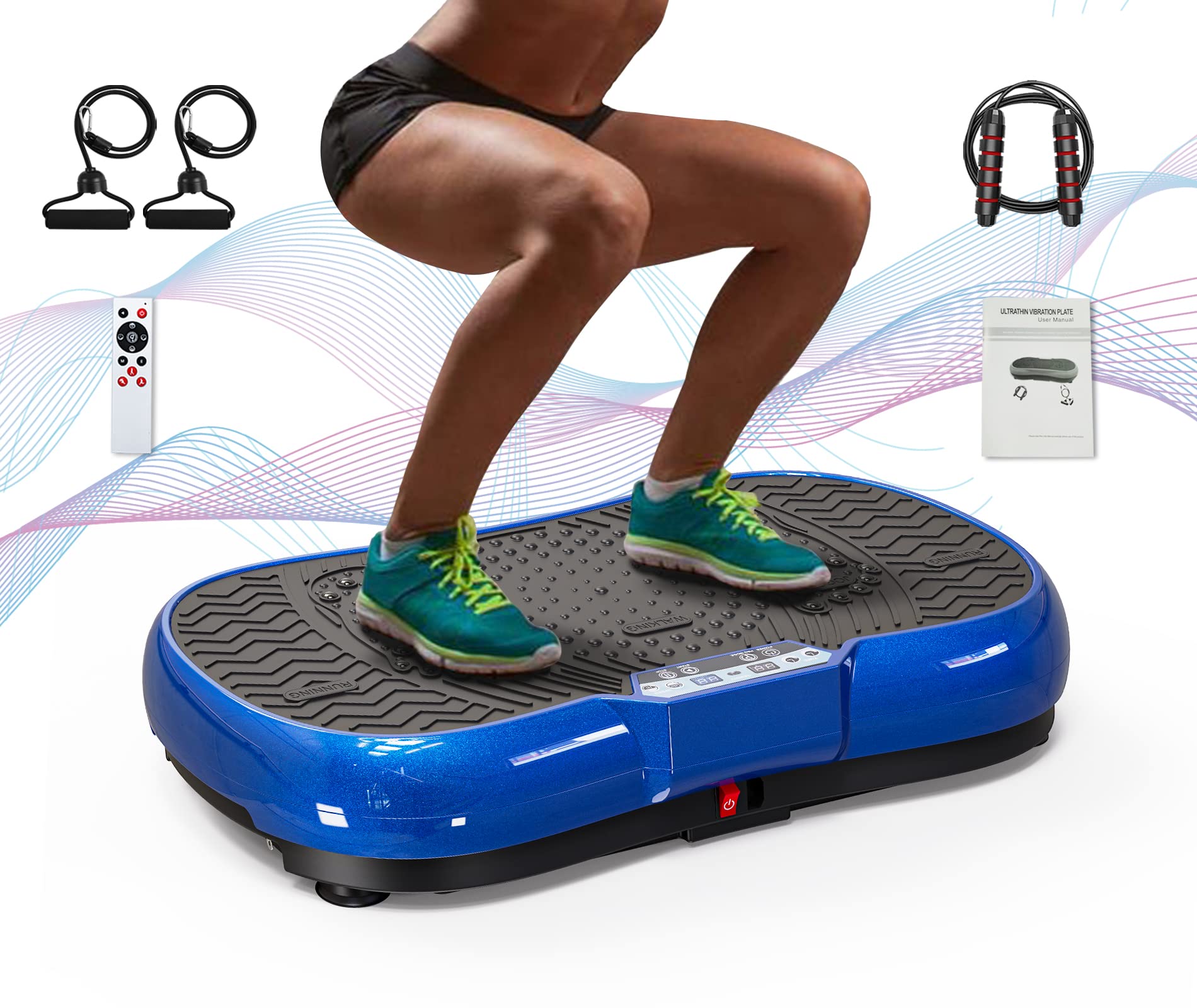 Bigzzia Vibration Plate Exercise Machine - 10 Speed Modes, Whole Body Workout Platform with Resistance Bands & Bluetooth Speaker for Home Gym, Weight Loss & Muscle Toning | Perfect for Home Fitness, Physical Therapy & Post-Workout Recovery