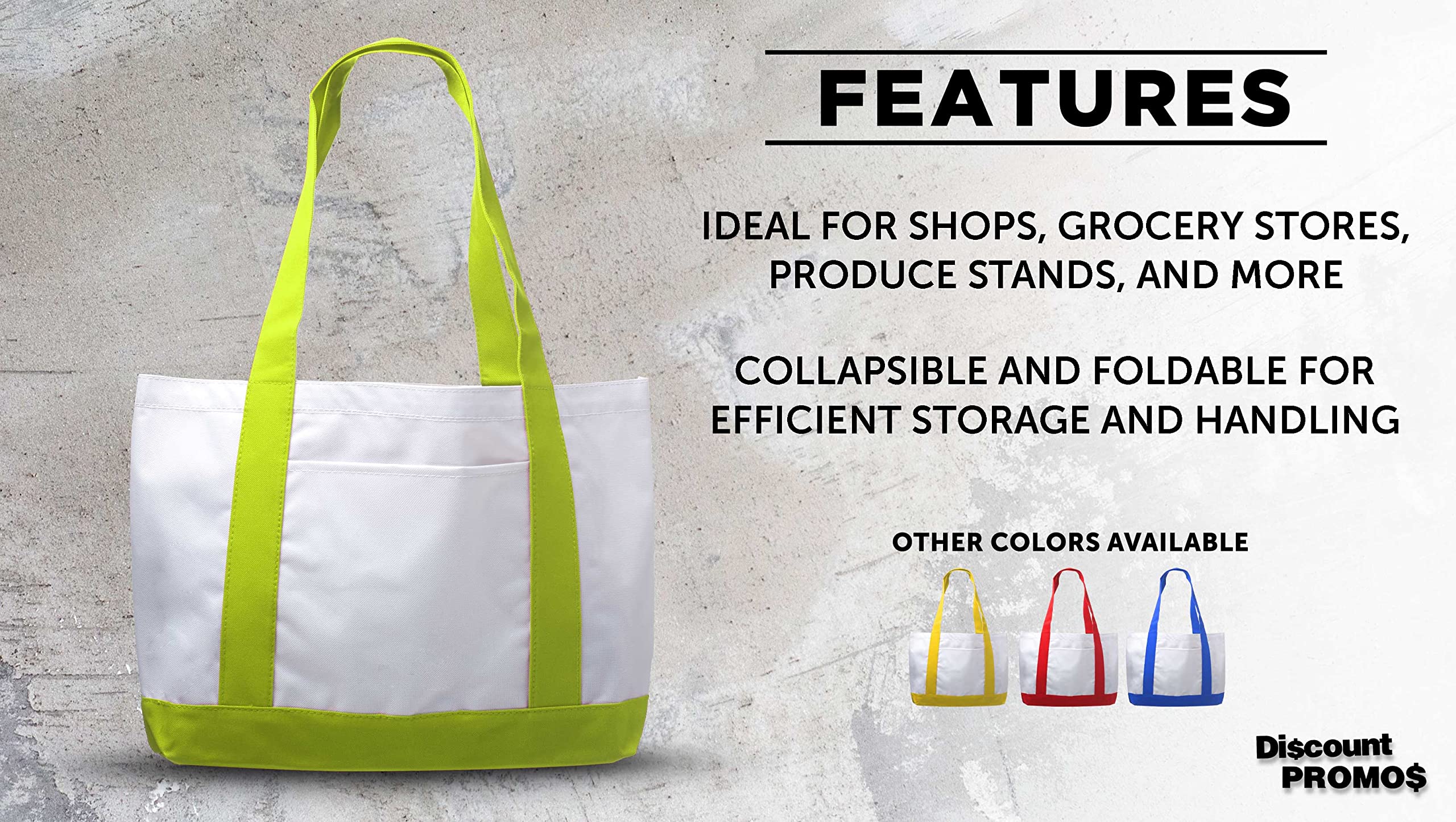 10 Pack Canvas Shoulder Tote Bags with Reinforced Straps & Front Pocket - Durable Polyester Fashion Tote Bags in Green - Perfect for Shopping, Beach, Work & Travel