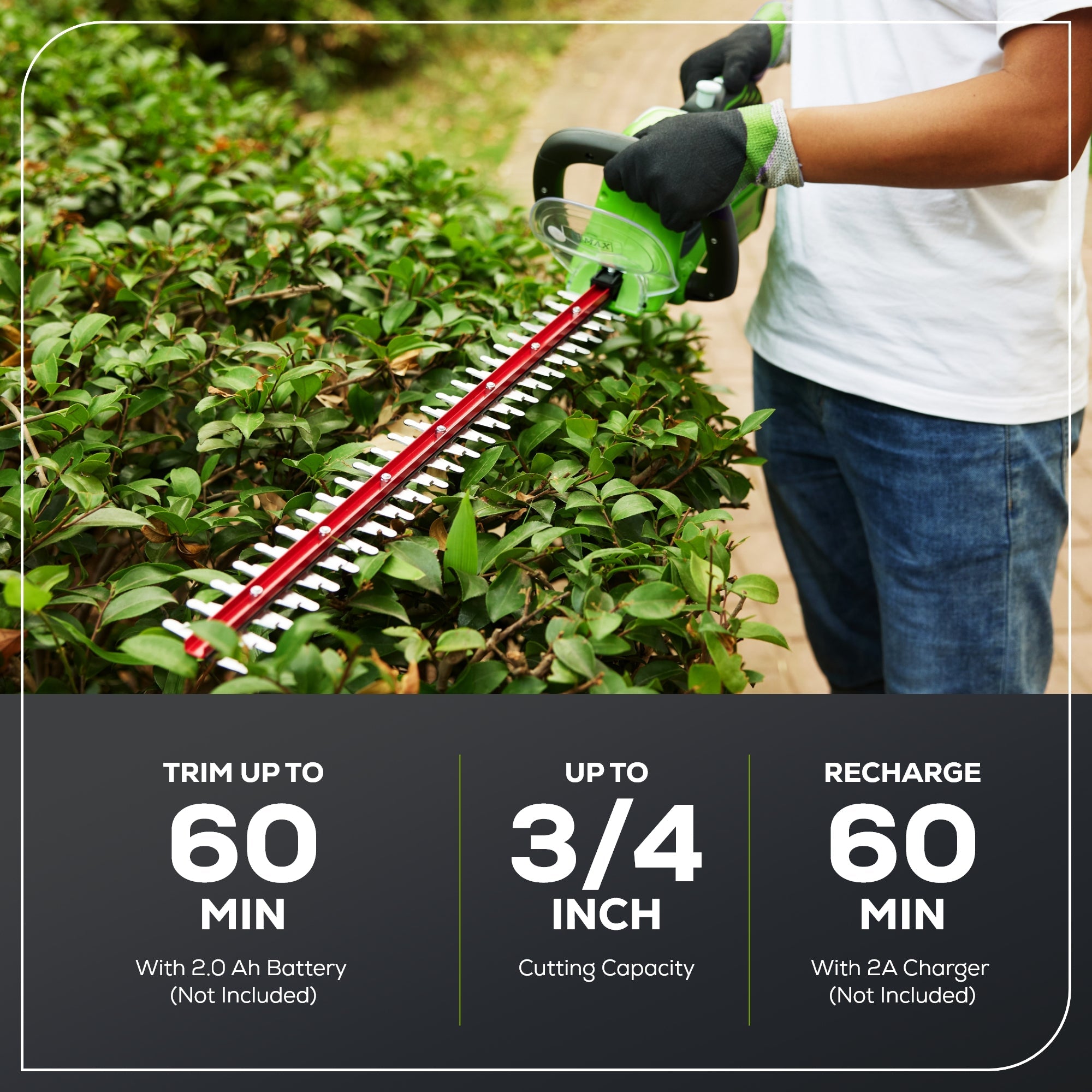 40V 12-Inch Cordless Battery String Trimmer, 550 CFM Blower & 24-Inch Hedge Trimmer Combo Kit with 2.0Ah Battery & Charger - Perfect for Lawn Care, Yard Maintenance & Landscaping