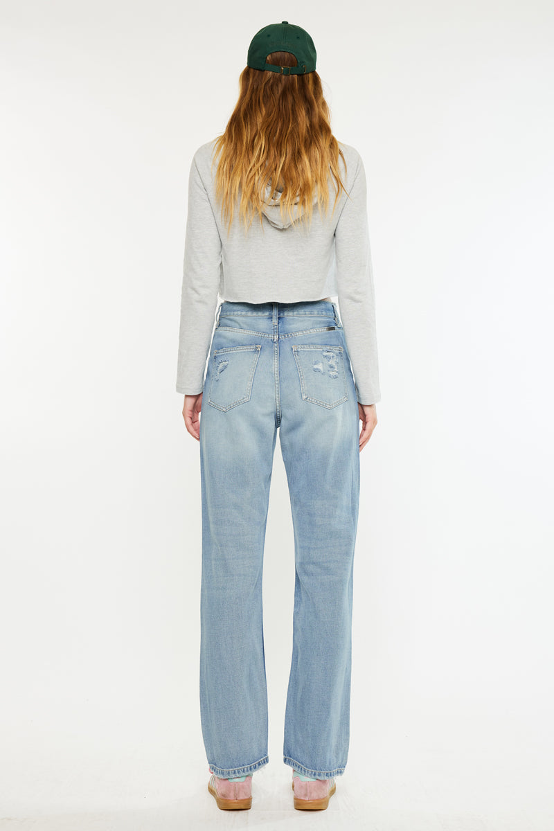 Jinx Ultra High Rise 90's Boyfriend Jeans for Women - Vintage Distressed Denim Pants - Perfect for Casual Outfits & Streetwear Fashion