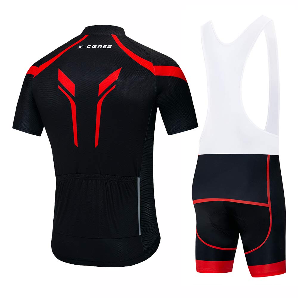 Men's Cycling Jersey Set - 12D Padded Short Sleeve Bike Shirt & Bicycle Jacket Suit with Pockets, Breathable Fabric for Mountain & Road Biking - X-Large Black - Perfect for Cycling Training, Commuting and Outdoor Sports