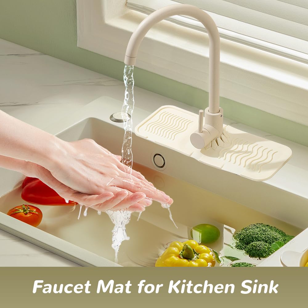 2024 Premium Silicone Sink Mat for Kitchen & Bathroom - Fast Drying, Non-Slip Faucet Protector & Drain Tray - Perfect for Dishes, Utensils & Personal Care Items (Size C, One Size) - Ideal for Countertop Protection & Water Drainage