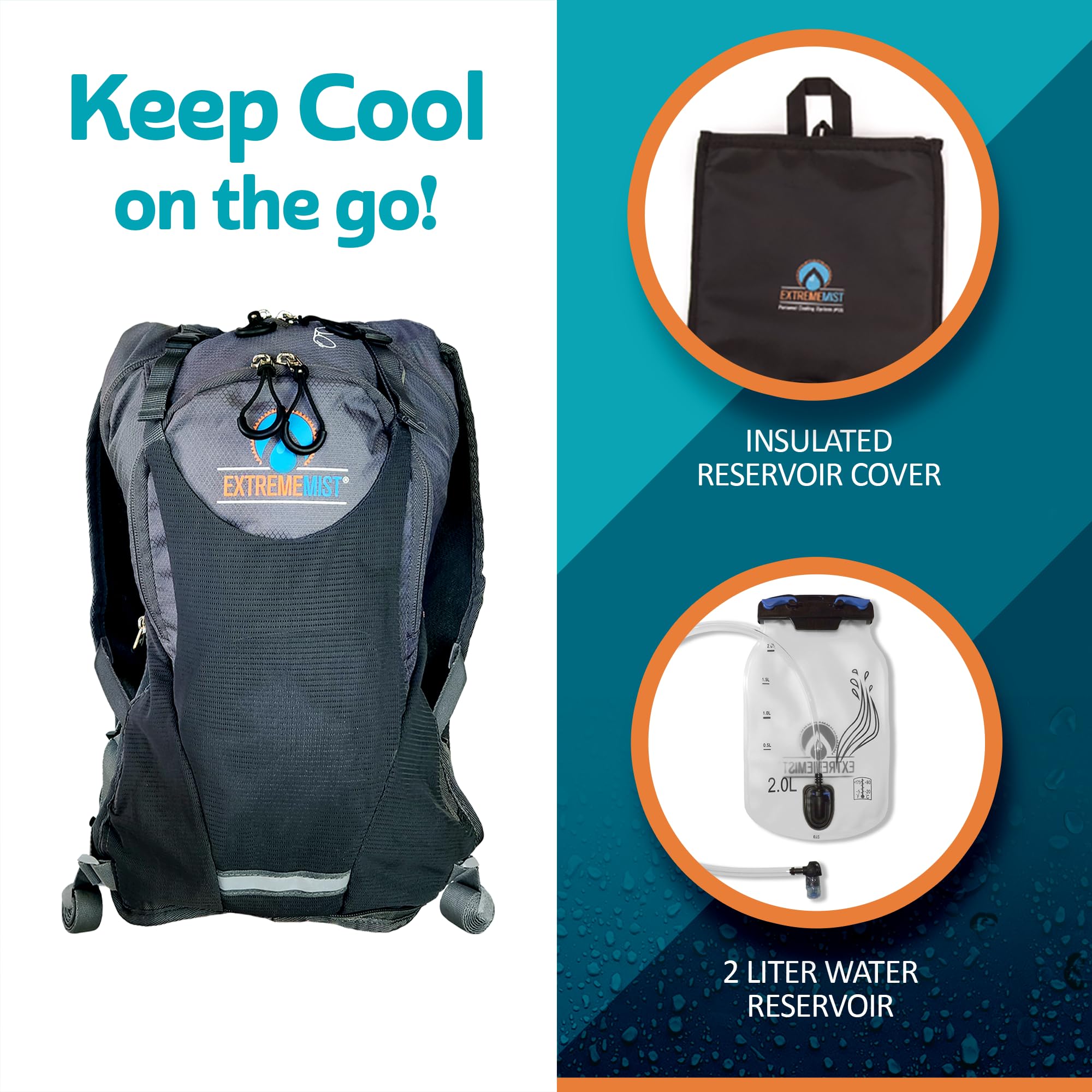 ExtremeMist 2L Hydration Backpack with Water Reservoir - Lightweight Misting & Drinking System for Outdoor Sports - Perfect for Hiking, Cycling, Running, Climbing & Biking - Stay Cool & Hydrated on Hot Summer Days