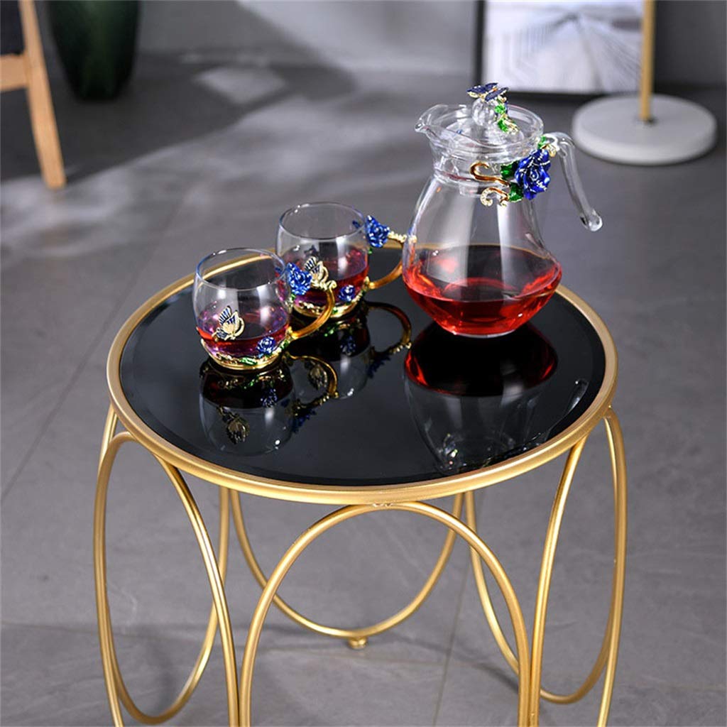 Modern Square Coffee Table with Glass Top & Gold Metal Frame - Rustproof Waterproof Side End Table for Living Room, Bedroom, Nightstand - Perfect for Snacks, Drinks, Books & Home Decor