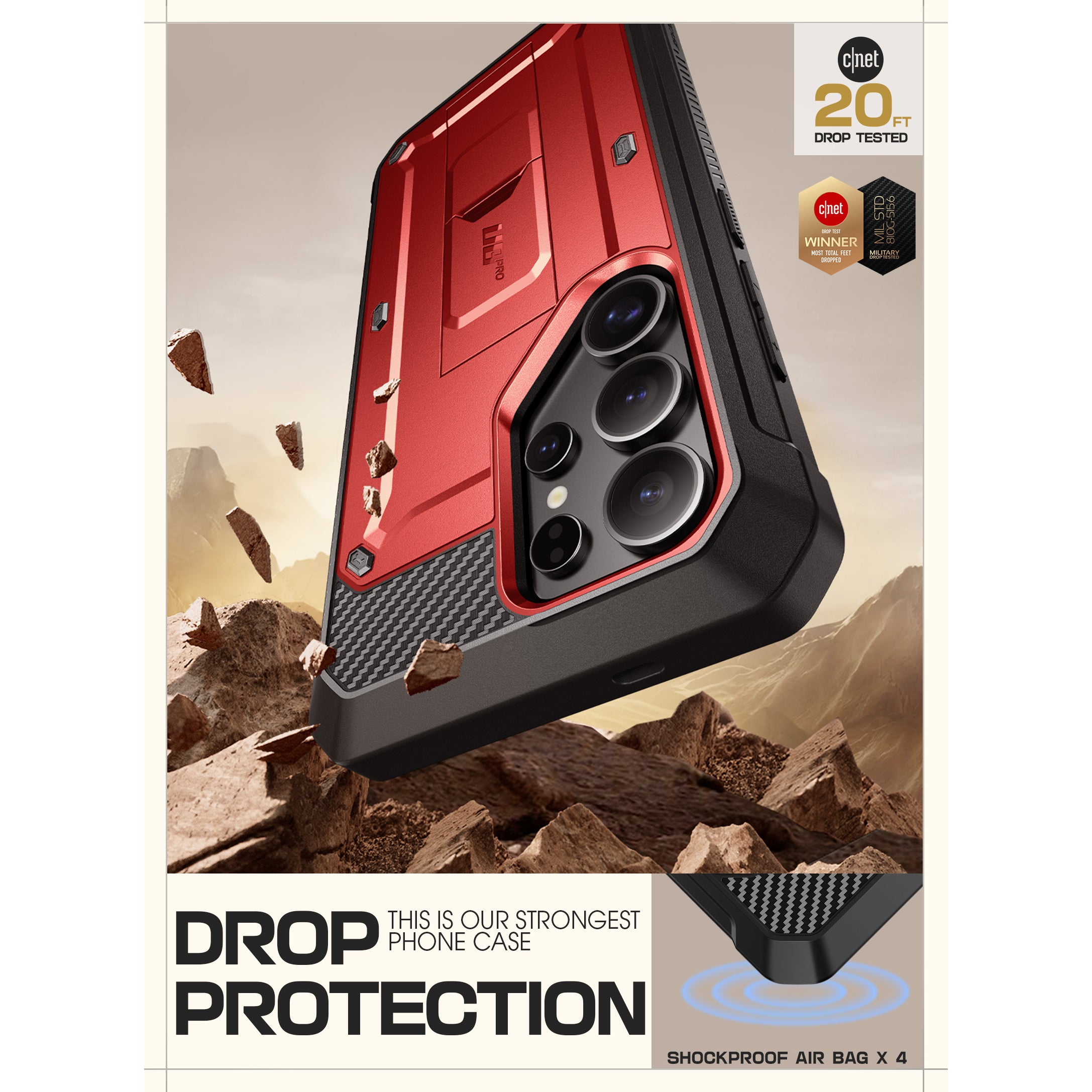 Samsung Galaxy S25 Ultra Unicorn Beetle PRO Case - Heavy Duty Rugged Protective Cover with Shock Absorption | Metallic Red | Perfect for Outdoor Adventures, Construction Work & Extreme Sports Protection