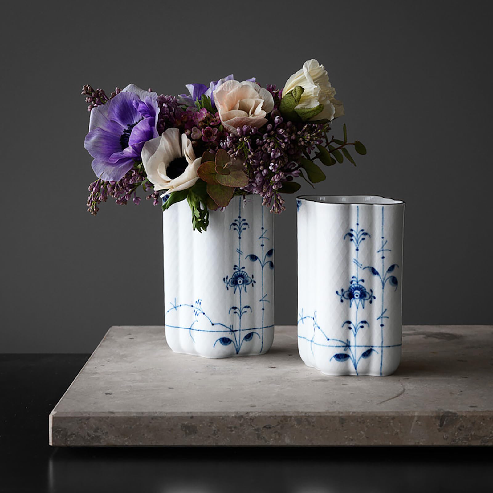 Royal Copenhagen 1017428 Blue Palmette Porcelain Vase - Elegant Floral Design, Perfect Wedding Gift & Home Decor for Living Room, Dining Table, or Bridal Shower