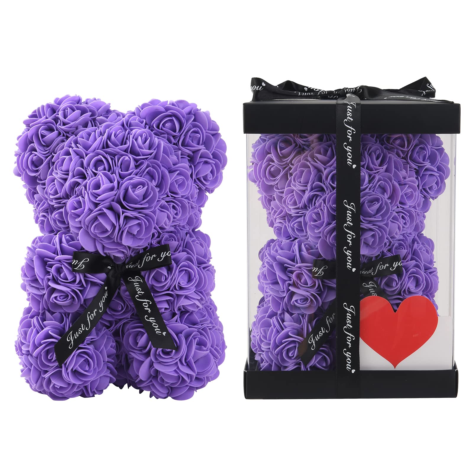 Handmade Purple Rose Bear Teddy - Luxury Floral Gift for Women, Valentine's Day, Mother's Day, Wedding & Anniversary - 10