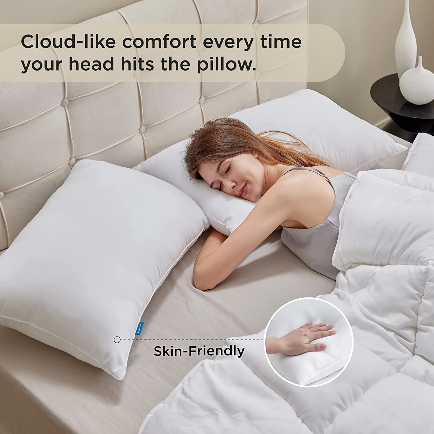 Bedsure Standard Size Pillows Set of 2 - Premium Down Alternative Bed Pillows for Side & Back Sleepers, Soft & Supportive Filling, 19x26 Inches - Perfect for Hotels, Guest Rooms & Home Bedrooms