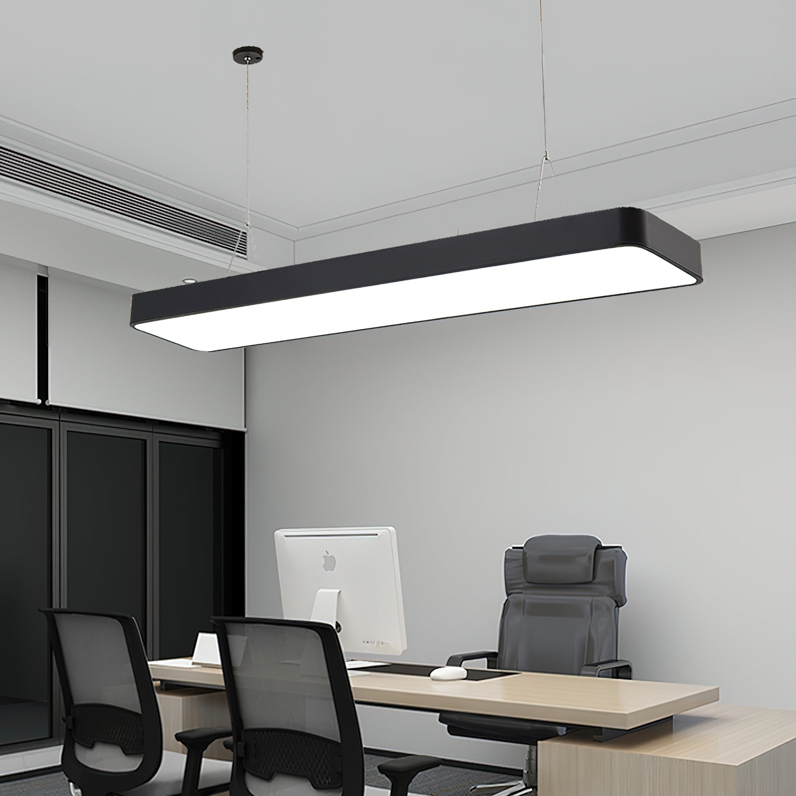 Modern LED Rectangular Office Pendant Light - Energy Efficient Hanging Light Fixture for Workspace, Conference Room & Home Office Decor