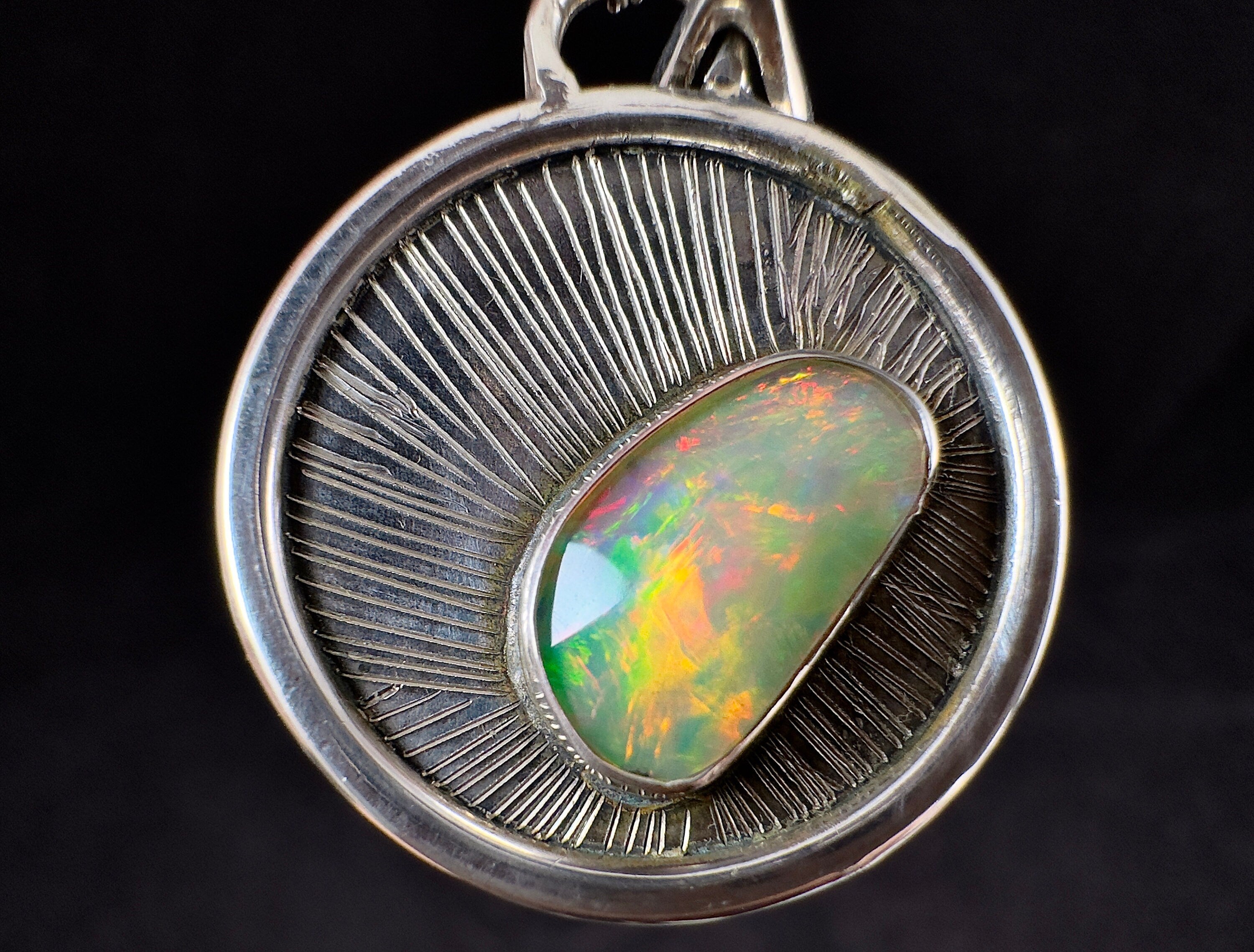 Opal Pendant Necklace - Sterling Silver Birthstone Jewelry with Welo Opal Cabochon & Rose Cut Design | Perfect for Gifts, Anniversaries & Everyday Elegance