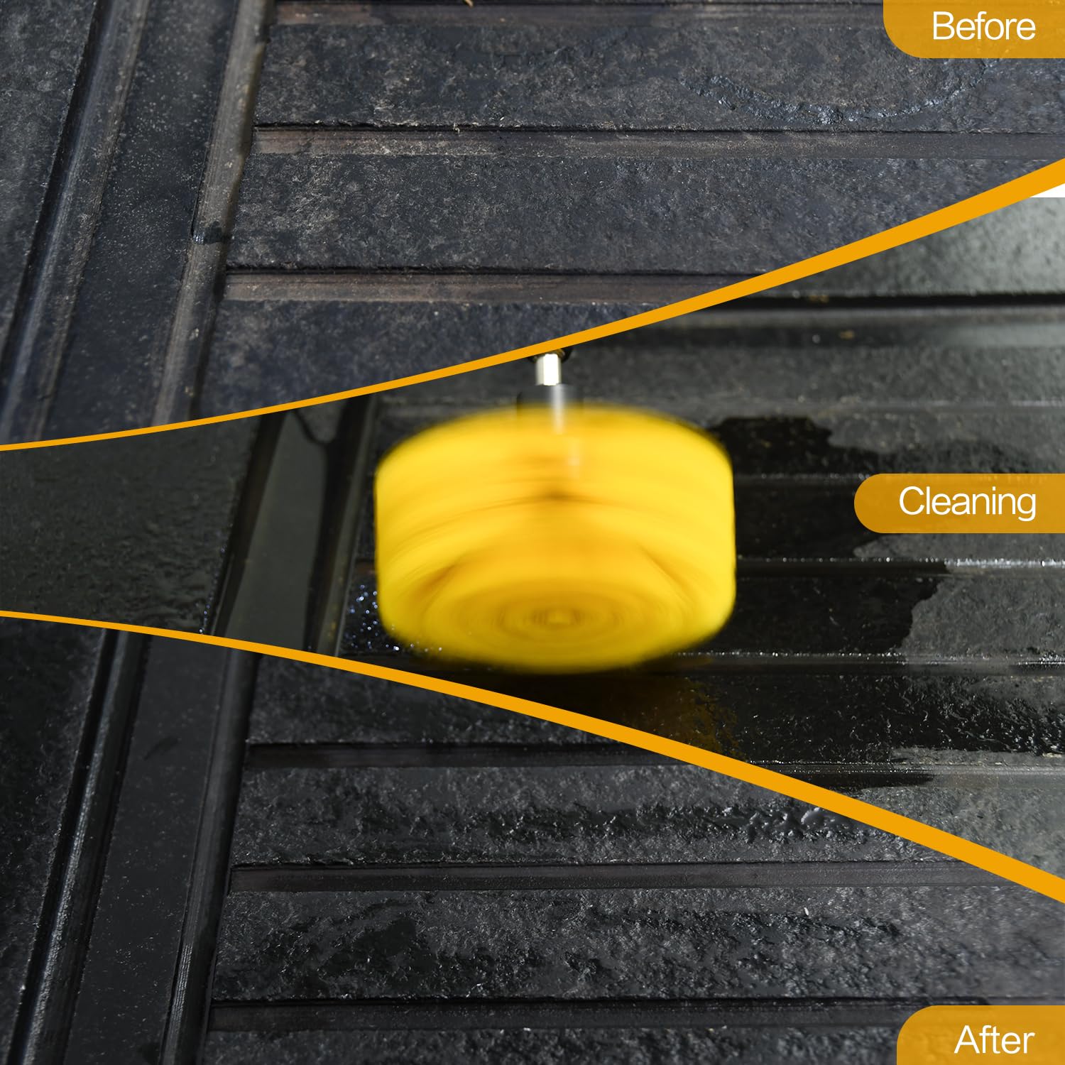 4pcs Drill Brush Attachment Kit - 2025 New All-Purpose Power Scrubber Set for Deep Cleaning Bathtubs, Showers, Tile Grout Lines & Bathroom Surfaces - Heavy Duty Cleaning Tools for Kitchen, Garage & Outdoor Use (Yellow)