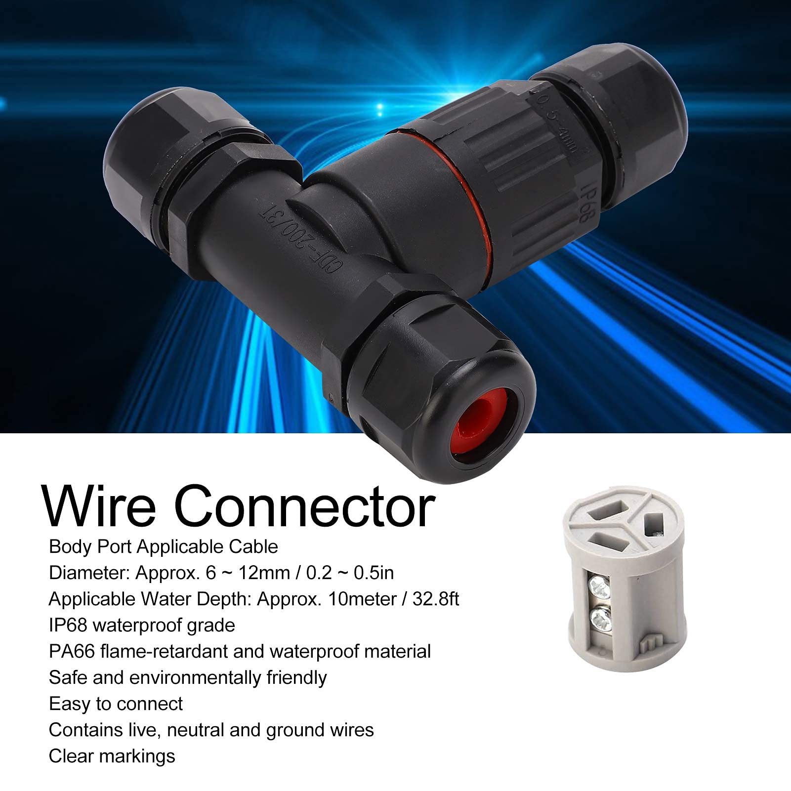Waterproof Wire Connector - Easy to Install Wire-to-Wire Adapter for Outdoor & Underwater Lights - Lamp Accessories for Street Lights, Pool Lights & Marine Lighting - Safe, Durable & Non-Toxic Electrical Connector