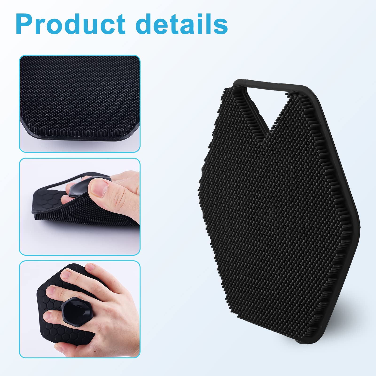 Soft Silicone Body Scrubber - Exfoliating Massage Pad for Shower & Deep Skin Cleaning (Black) - Wall Mountable for Easy Use