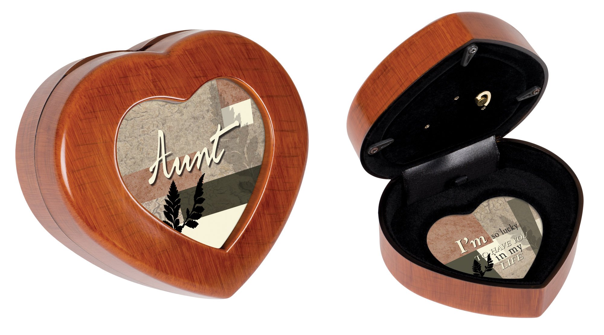 Vintage Woodgrain Mini Heart Music Jewelry Box - Plays 'Wind Beneath My Wings' Song - Perfect for Valentine's Gift, Wedding Favors & Keepsake Storage