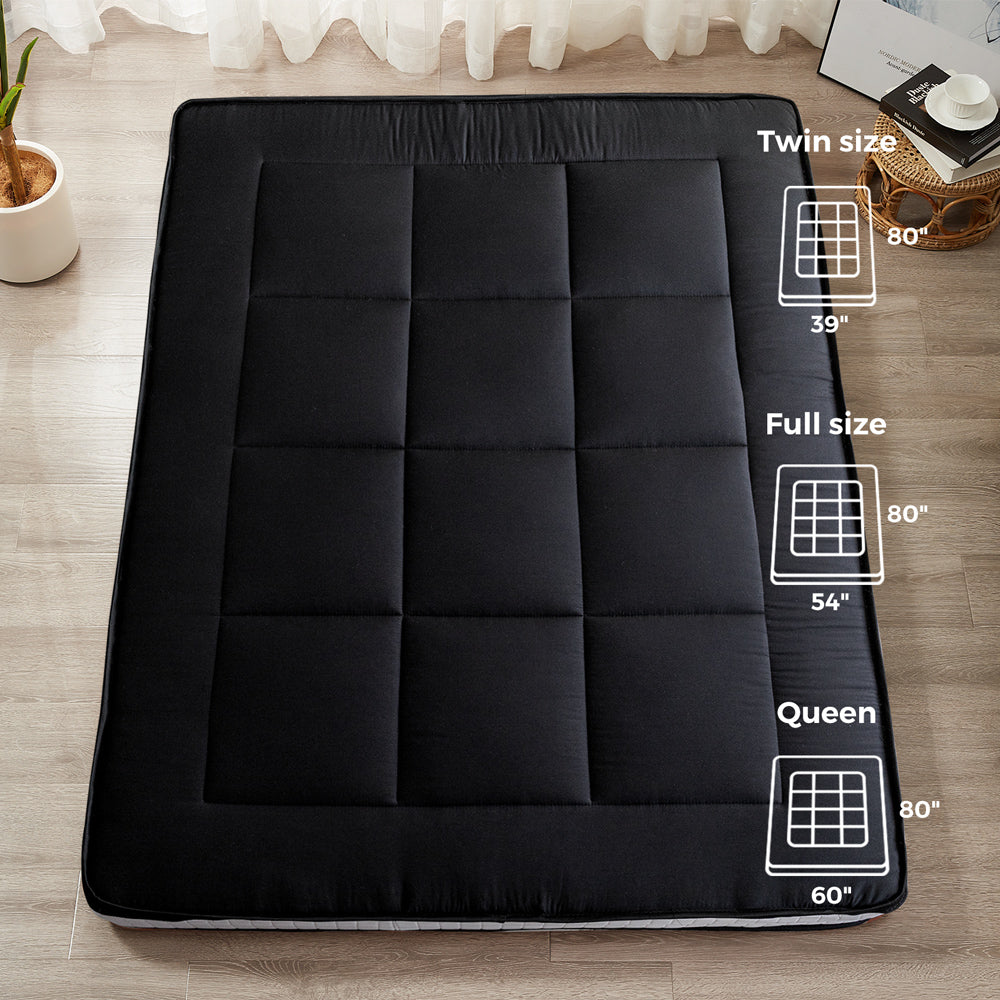 DreamLux Supreme 6 Inch Pillow Top Futon Mattress - Queen Size Black Memory Foam Sofa Bed Mattress for Guest Room, Dorm & Small Spaces | Ultra Comfortable & Supportive