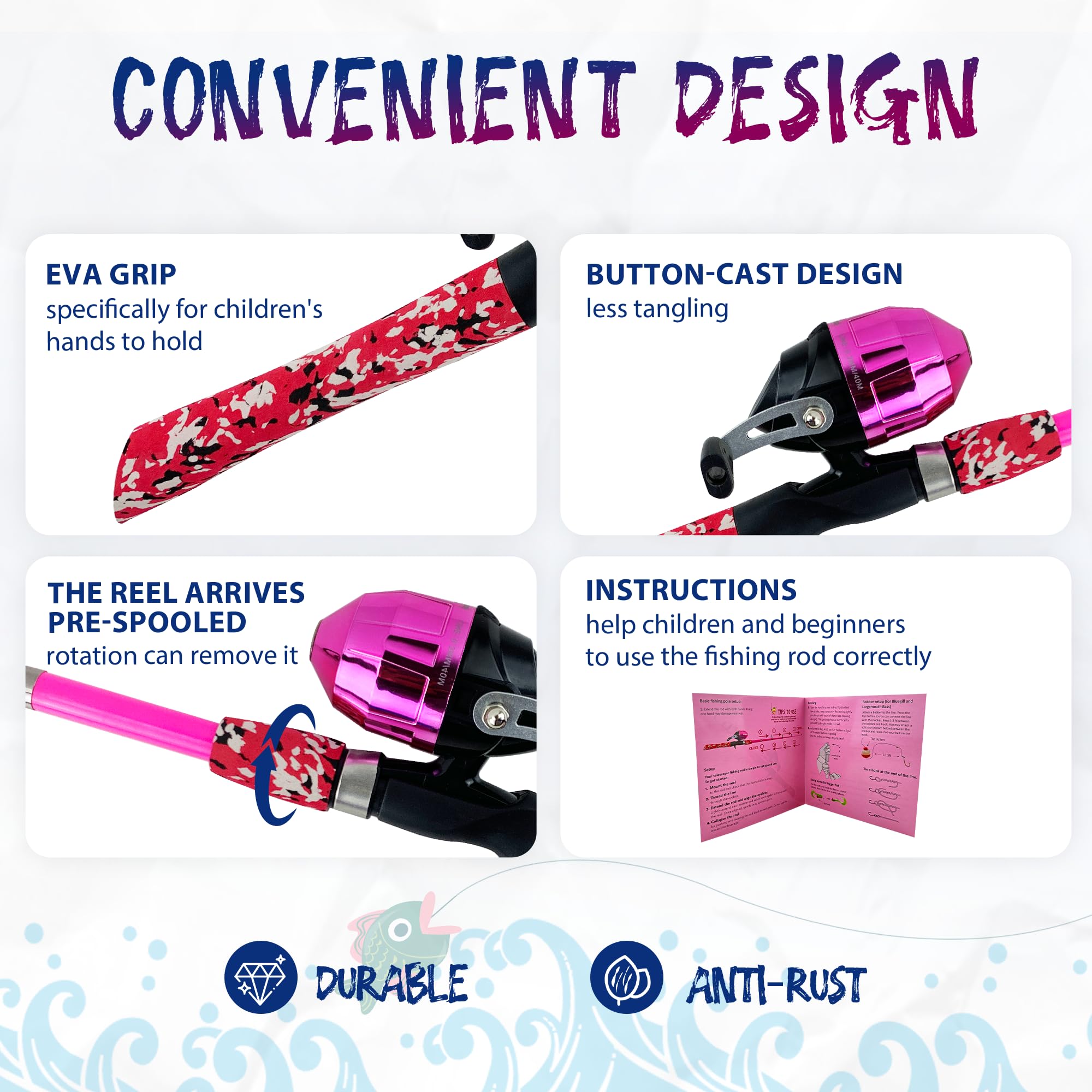 Best Kids Fishing Pole Set - Portable Telescopic Fishing Rod & Reel Combo Kit with Tackle Box & Net for Boys & Girls | Perfect for Toddlers, Youth & Family Fishing Trips by Lakes, Rivers & Ponds