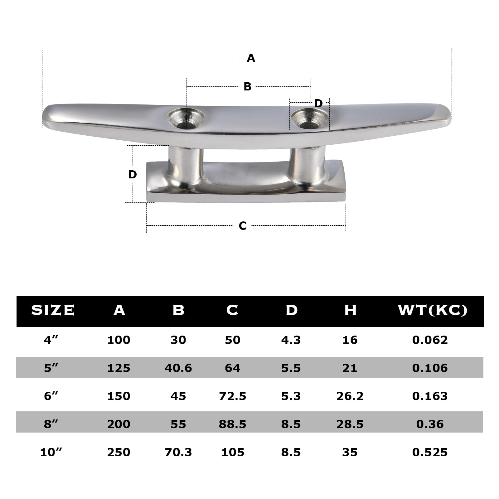 CHANGE MOORE 4 Inch 316 Stainless Steel Boat Cleat - Open Base Dock Cleat for Secure Mooring | Marine Grade Boat Accessories with Installation Kit | Perfect for Docks, Piers & Yacht Mooring