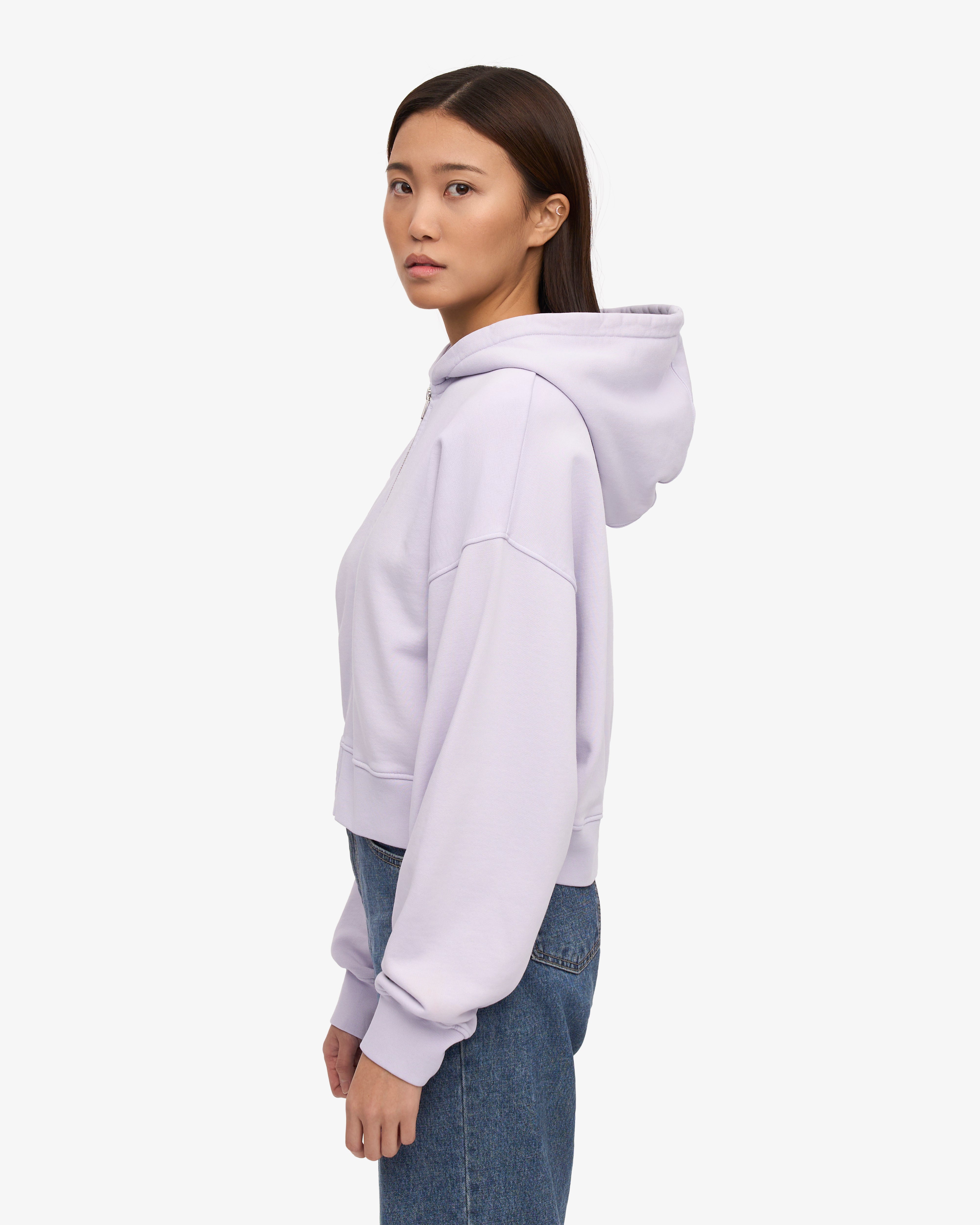 Organic Crop Zip Hoodie for Women - Soft Ivory White Pullover Sweatshirt - Casual Streetwear for Everyday Wear & Gym Outfits