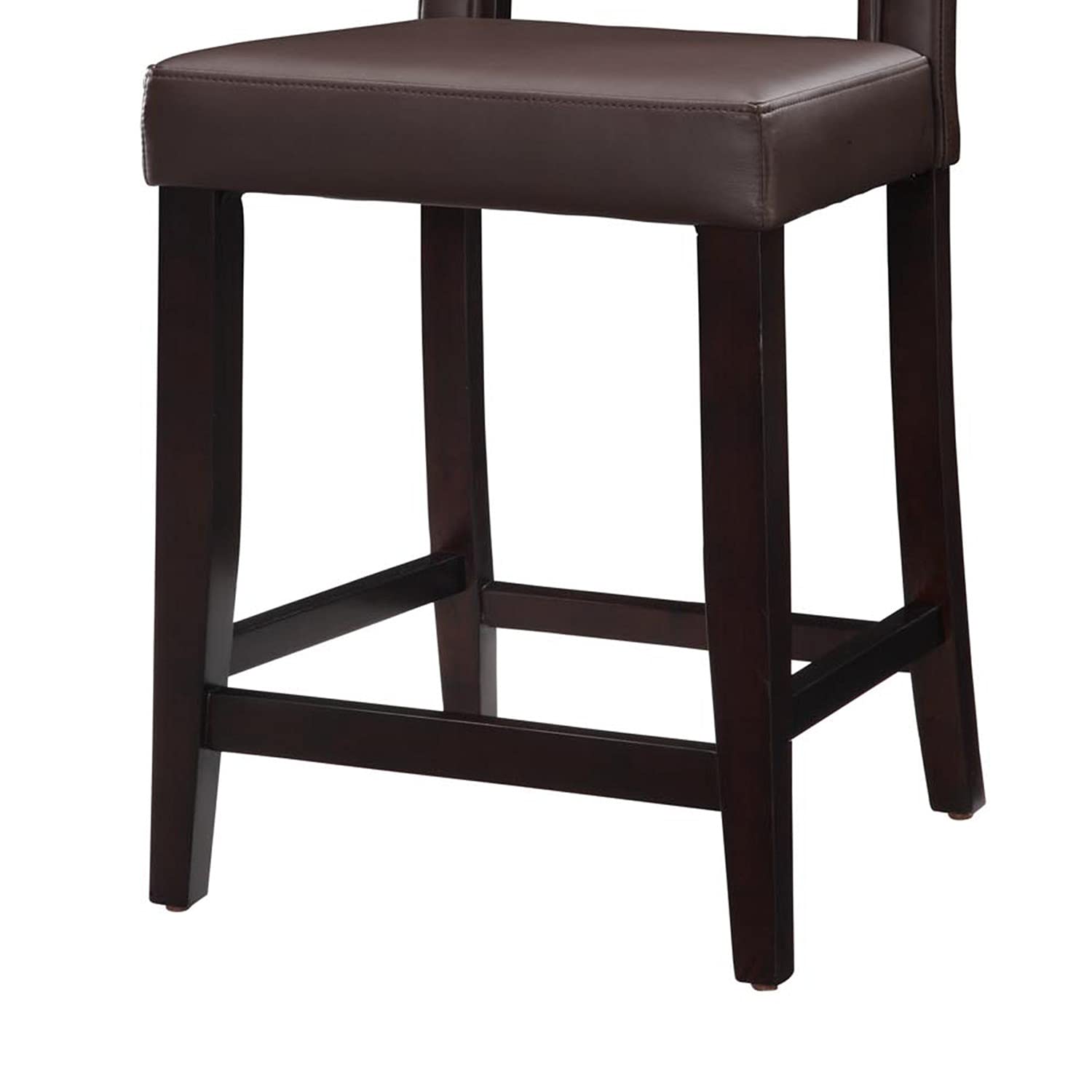 Benjara Brown Wooden Counter Stool with Padded Seat & Open Backrest - Modern Kitchen Island Bar Stool for Dining Room & Breakfast Nook