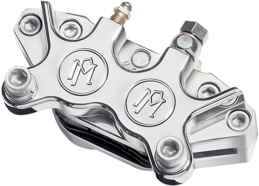 Performance Machine Replacement 4-Piston Brake Caliper (125x4R) - Polished Finish for Harley Davidson, Honda, Yamaha Motorcycles - Perfect for Street Bikes, Cruisers & Performance Upgrades